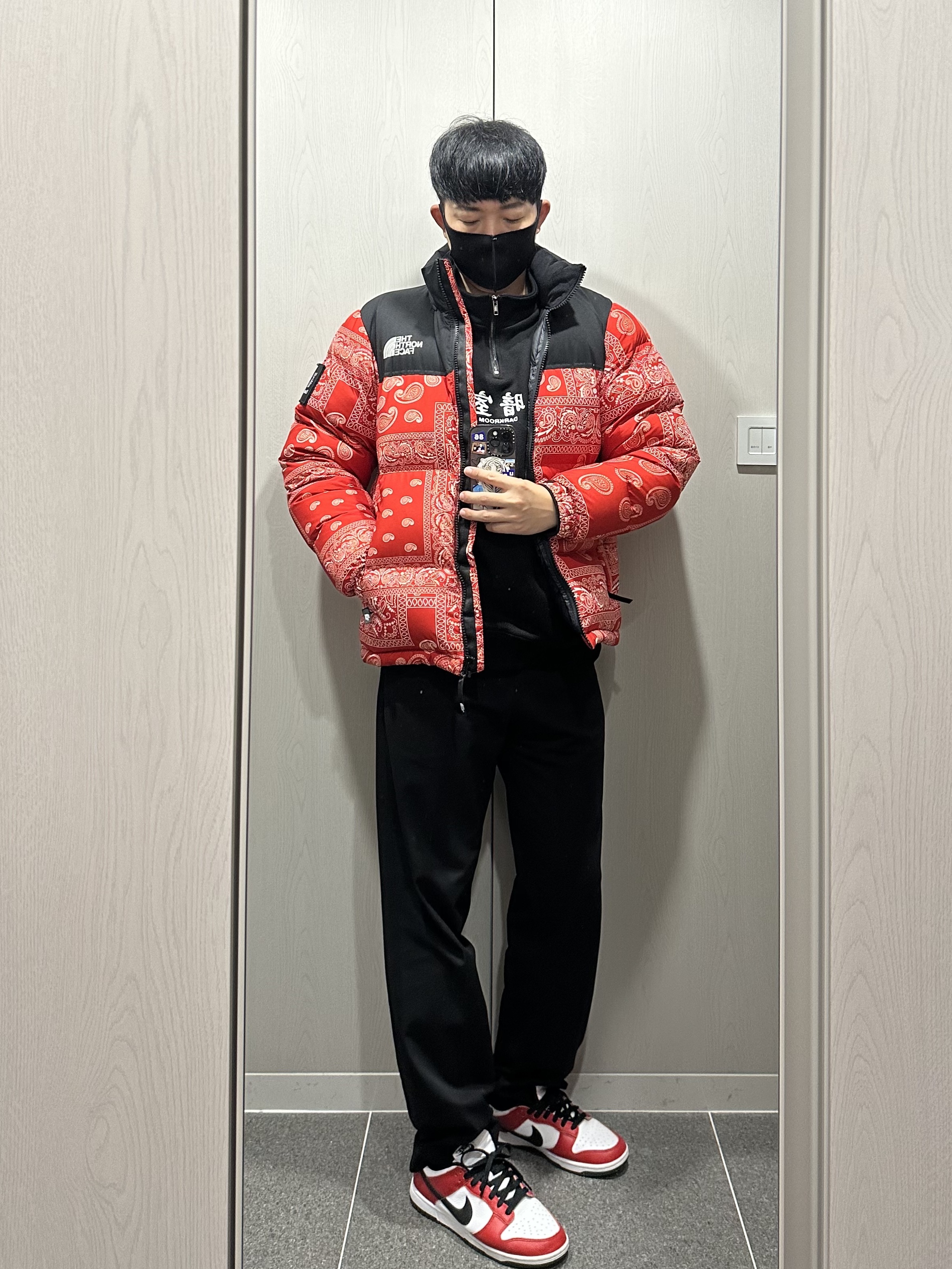The North Face Nuptse Down Jacket Red, Darkr8m Studio Quarter Zip Up Sweatshirt Black 착용 스타일