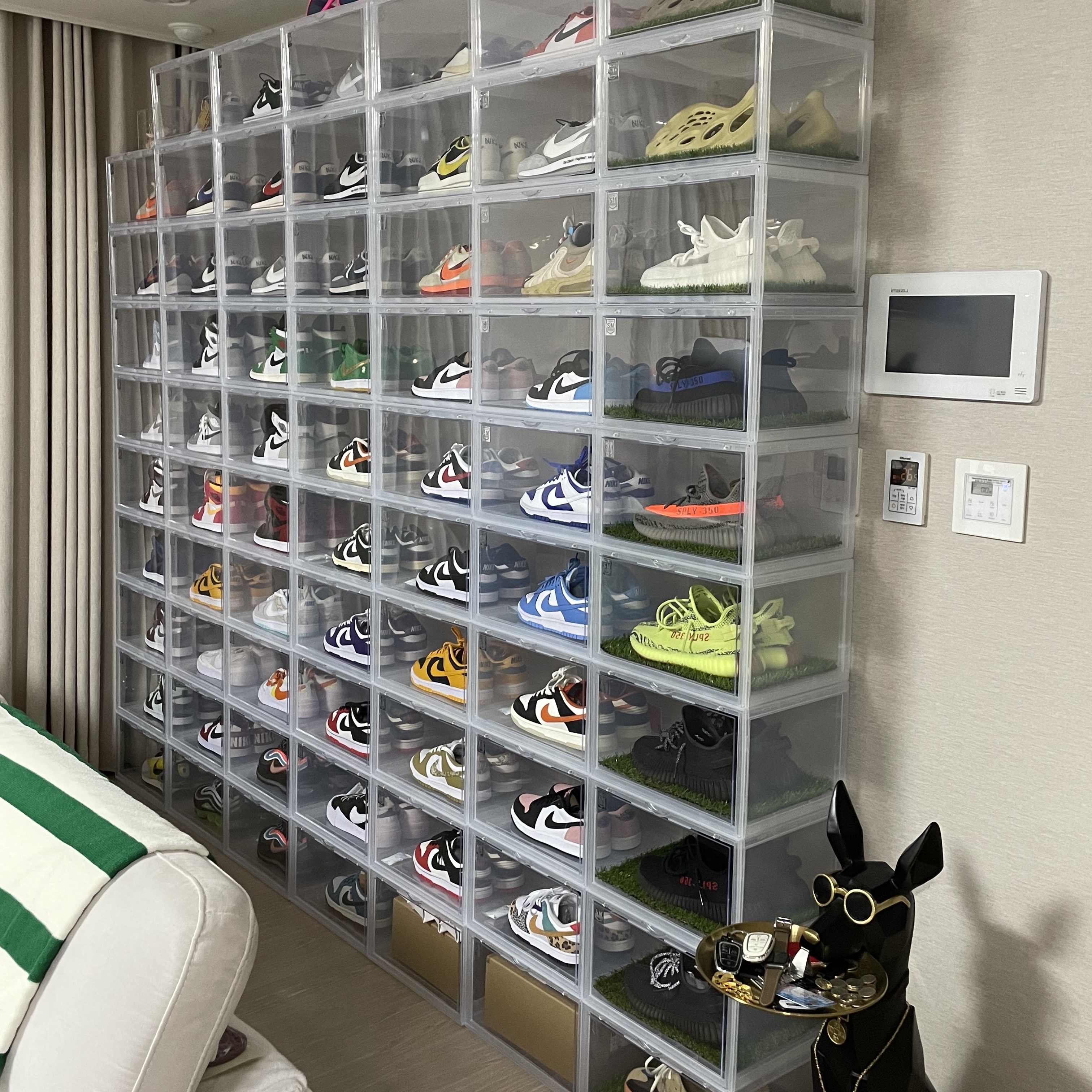 Jordan 1 x Travis Scott x Fragment Retro Low OG SP Military Blue, Nike x Sacai x Fragment LDWaffle Light Smoke Grey 착용 스타일