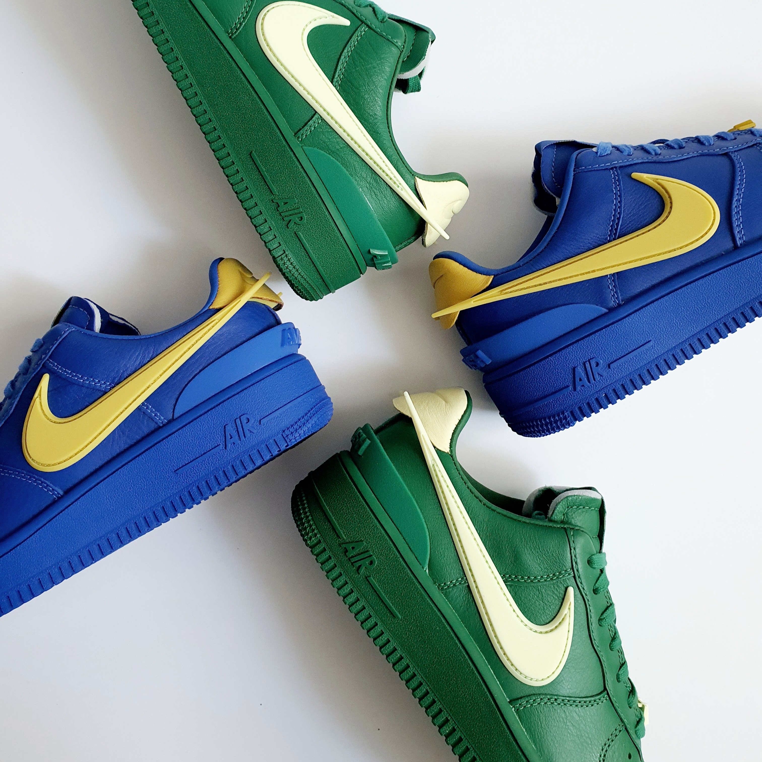 Nike x Ambush Air Force 1 Low SP Pine Green and Citron, Nike x Ambush Air Force 1 Low SP Game Royal and Vivid Sulfur 착용 스타일