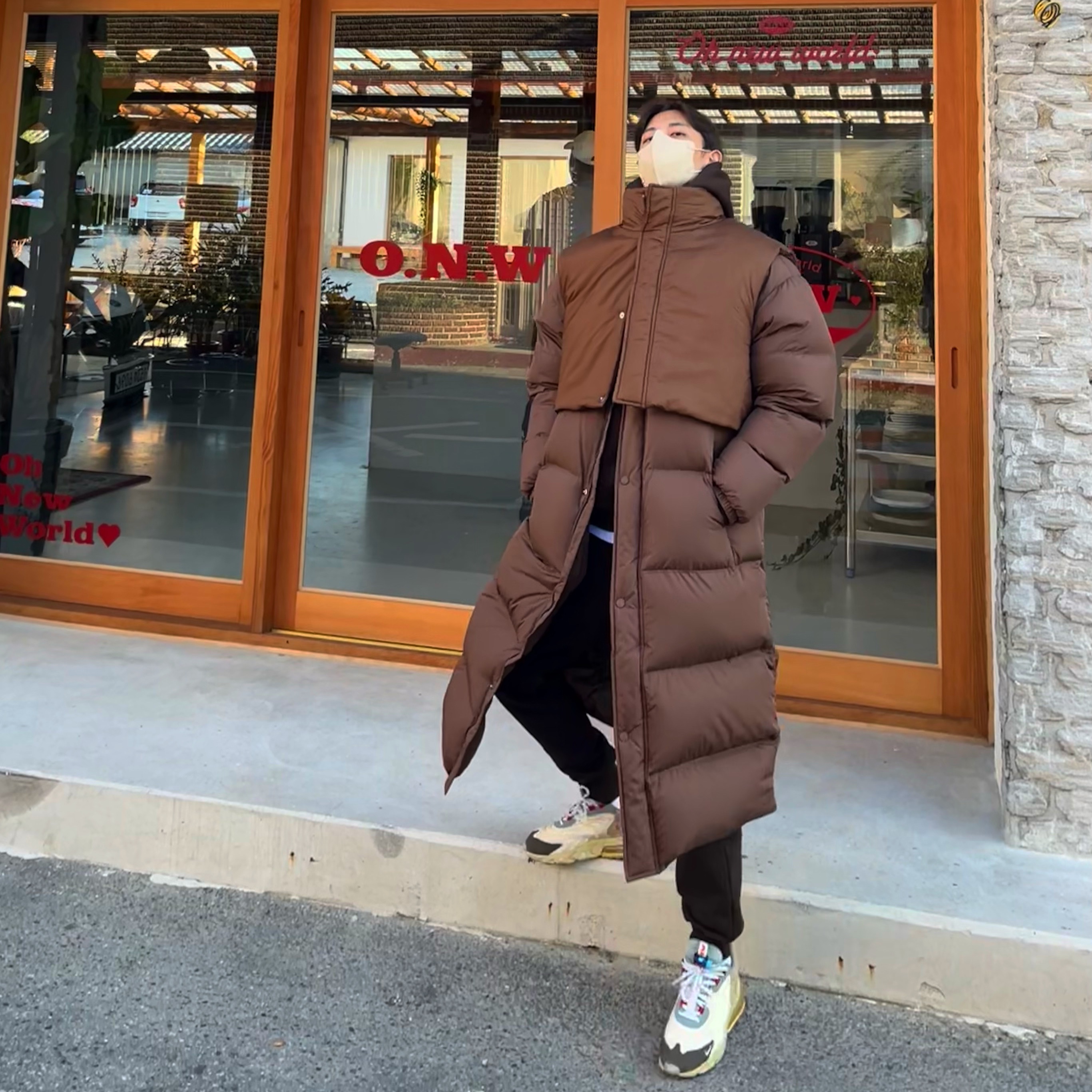 Zara x Ader Error Jacket with Vest Brown, IAB Studio Hoodie Brown 착용 스타일