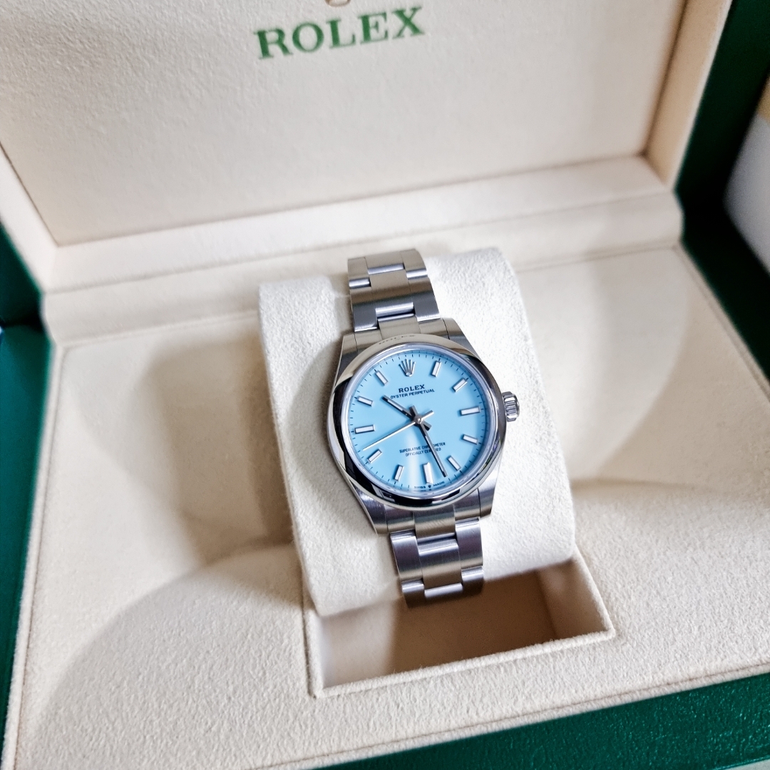 Rolex Oyster Perpetual 31mm 277200 Turquoise Blue Oyster 착용 스타일