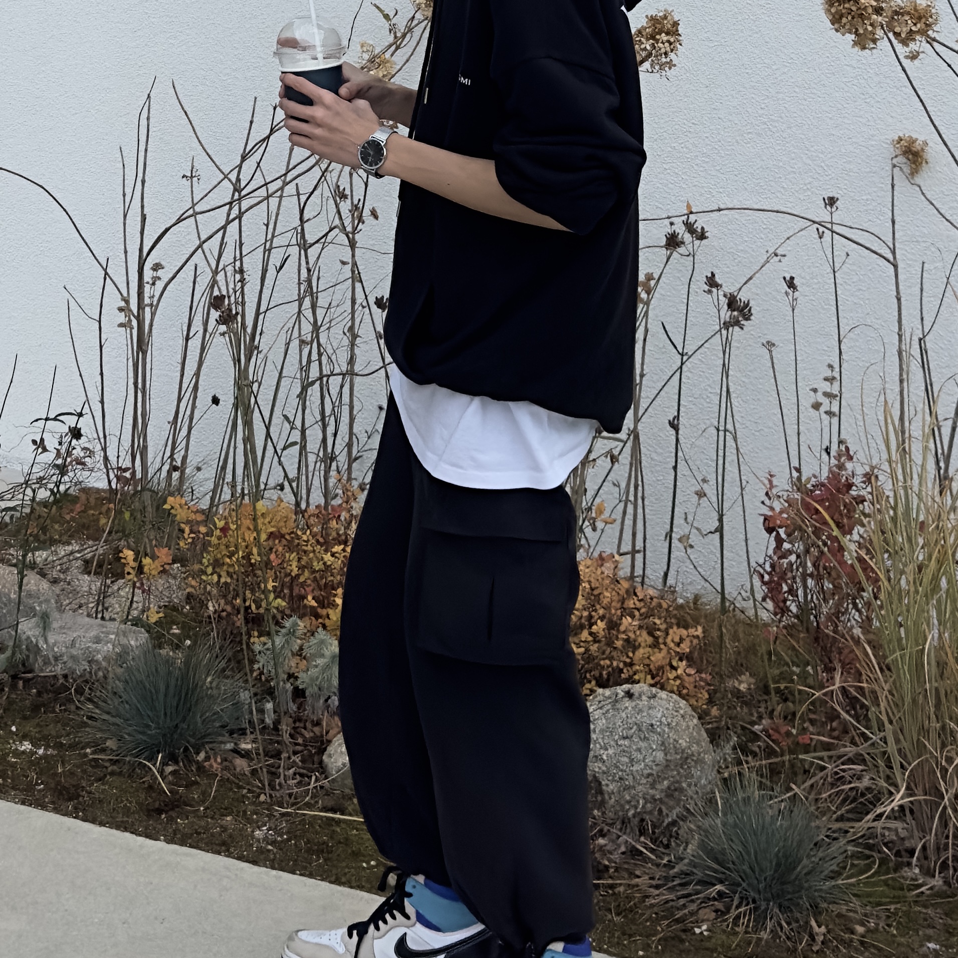 Jordan 1 Retro High OG Prototype, Wooyoungmi Flower Print Back Logo Hoodie Black - 21SS 착용 스타일 - 2