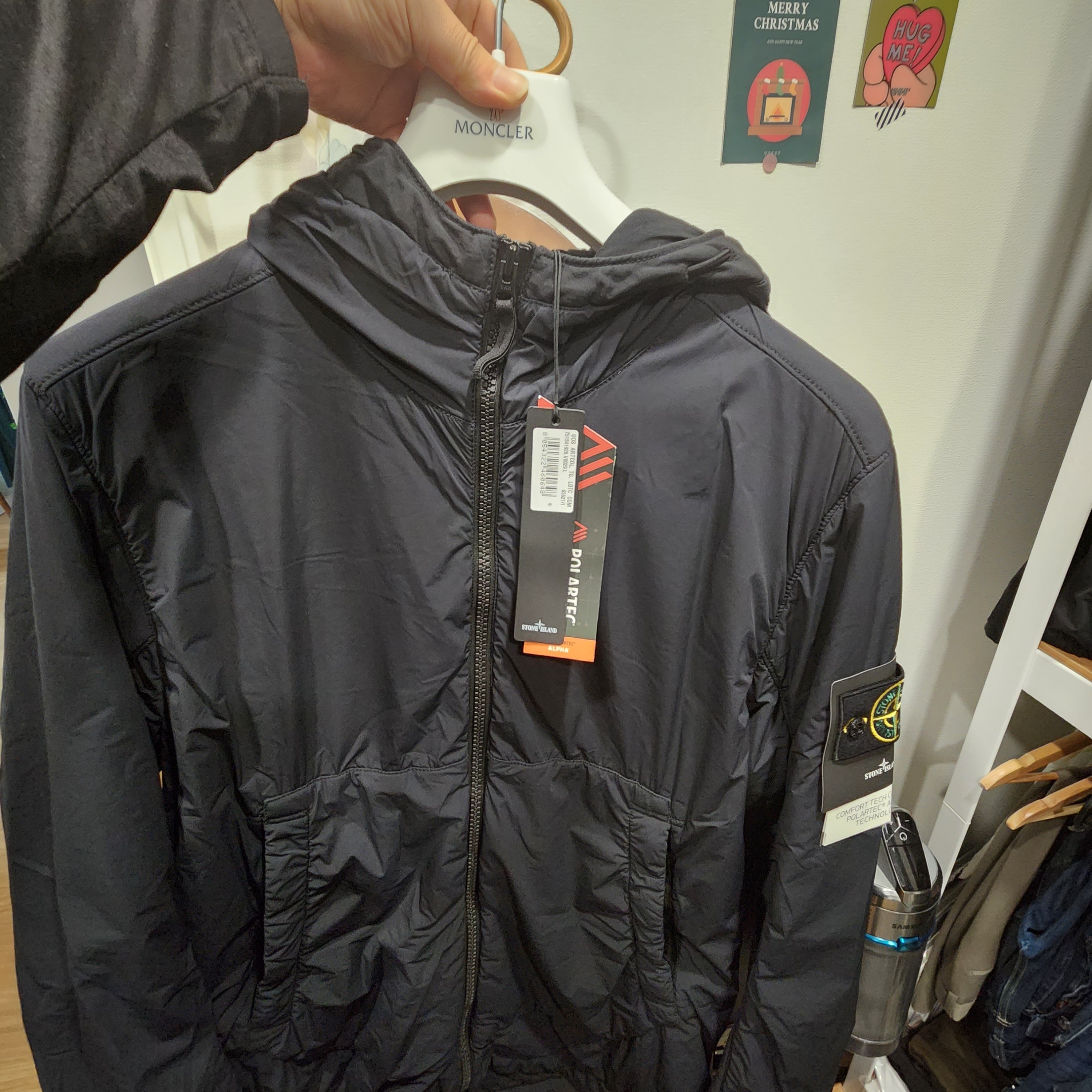 Stone Island 41928 Comfort Tech Composite Polartec Hooded Jacket Black - 21FW 착용 스타일
