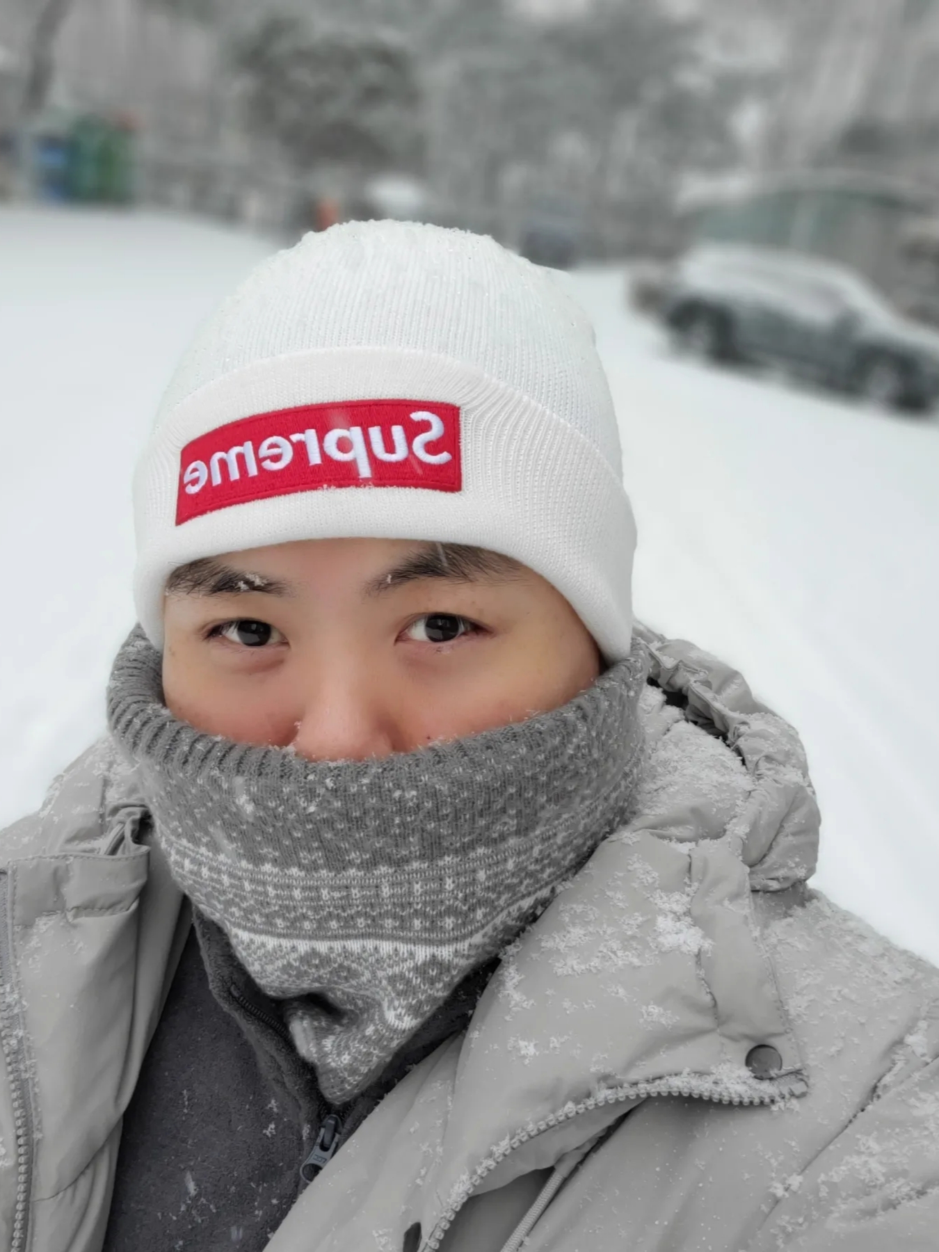 Supreme New Era Box Logo Beanie White - 21FW 착용 스타일 - 1