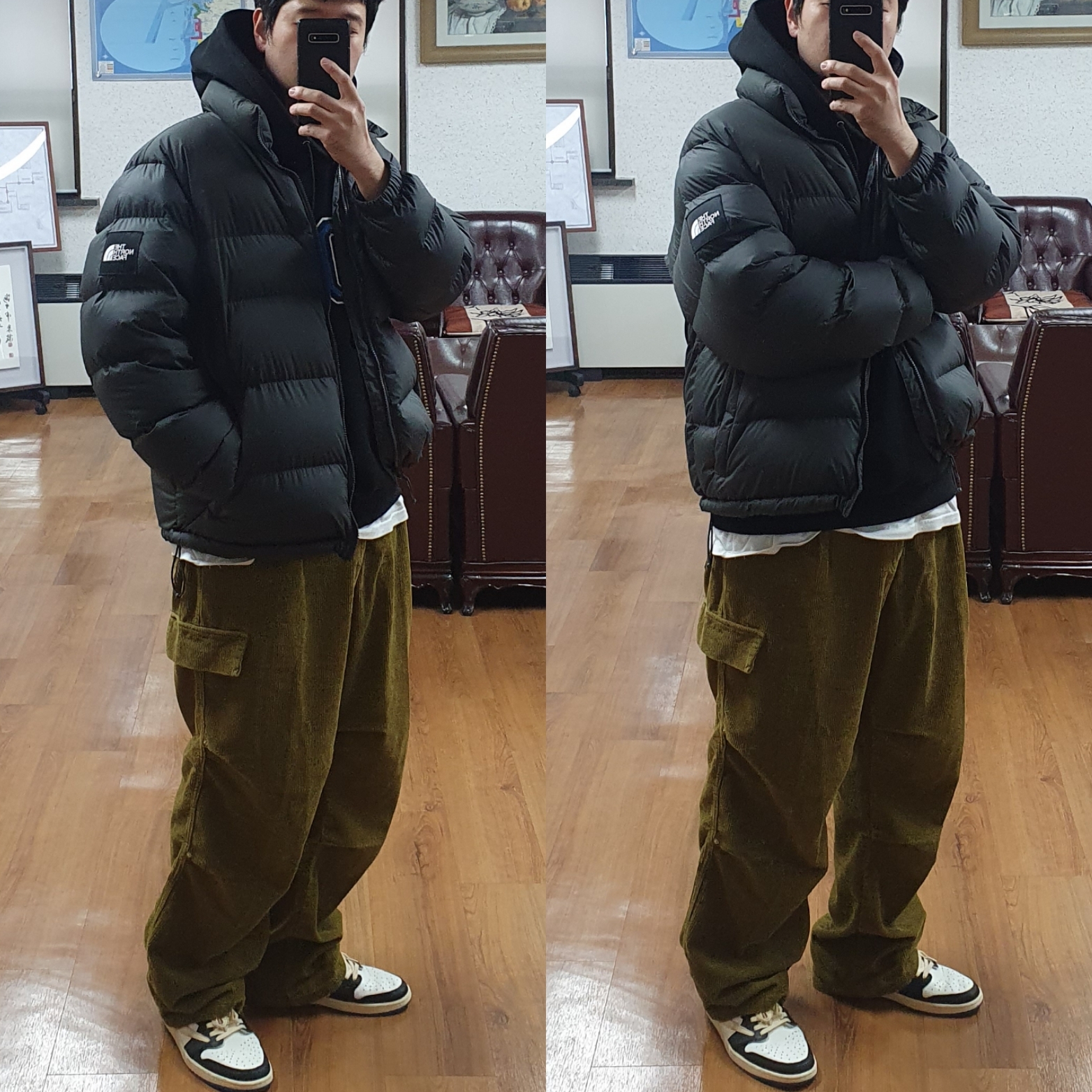 Jordan 1 x Travis Scott x Fragment Retro Low OG SP Military Blue 착용 스타일 - 2