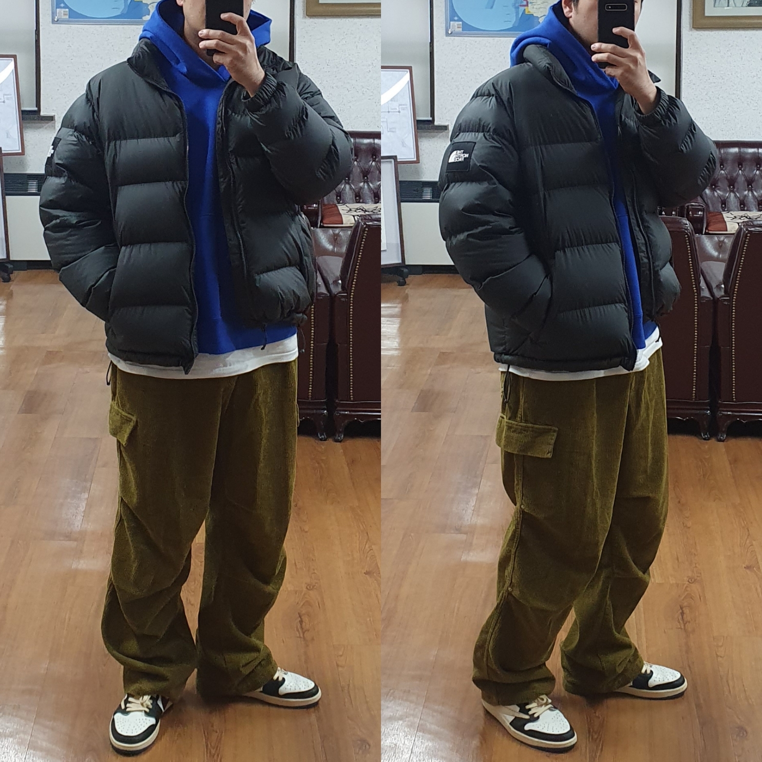 Jordan 1 x Travis Scott x Fragment Retro Low OG SP Military Blue 착용 스타일 - 4