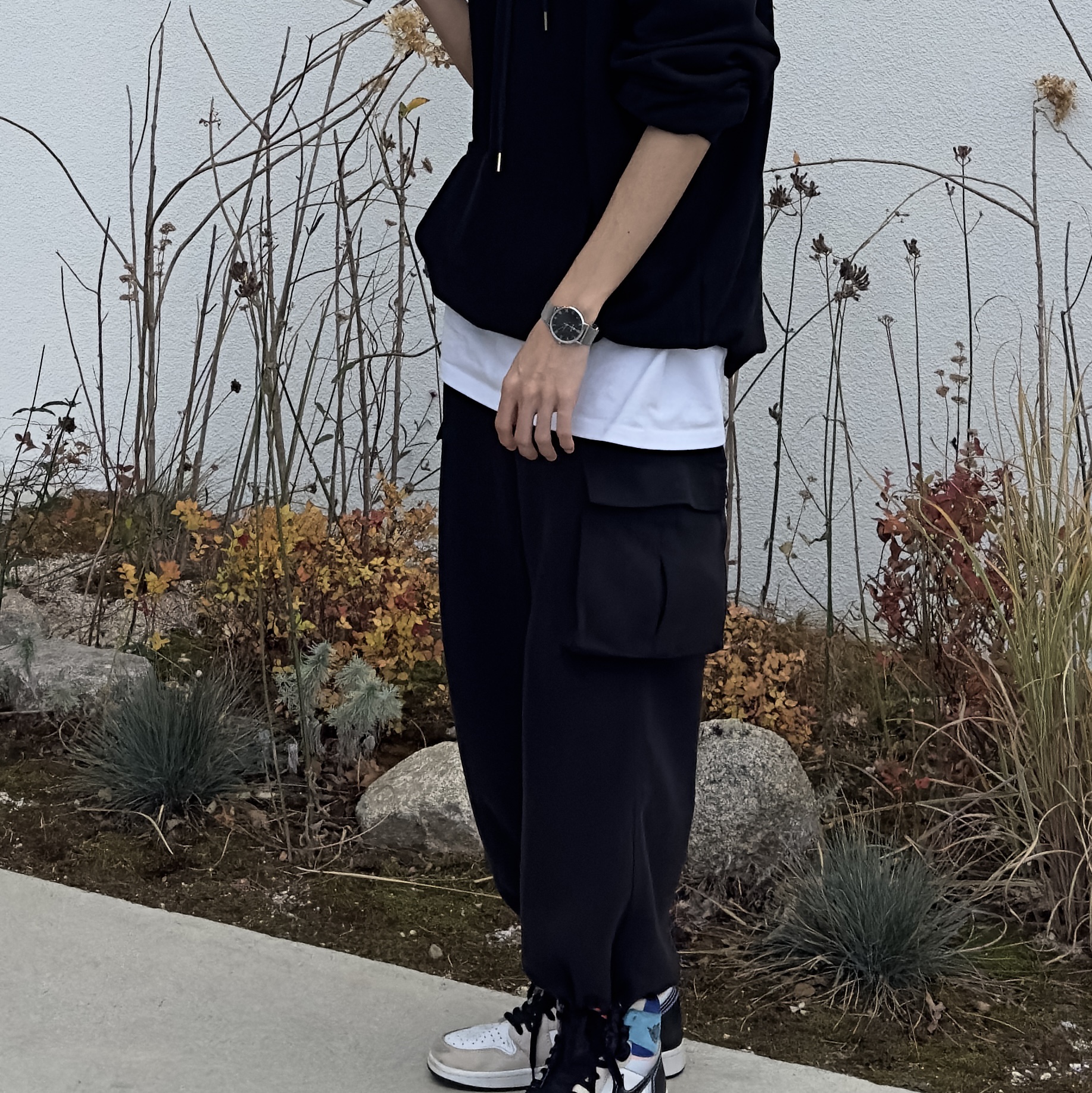 Jordan 1 Retro High OG Prototype, Wooyoungmi Flower Print Back Logo Hoodie Black - 21SS 착용 스타일 - 1