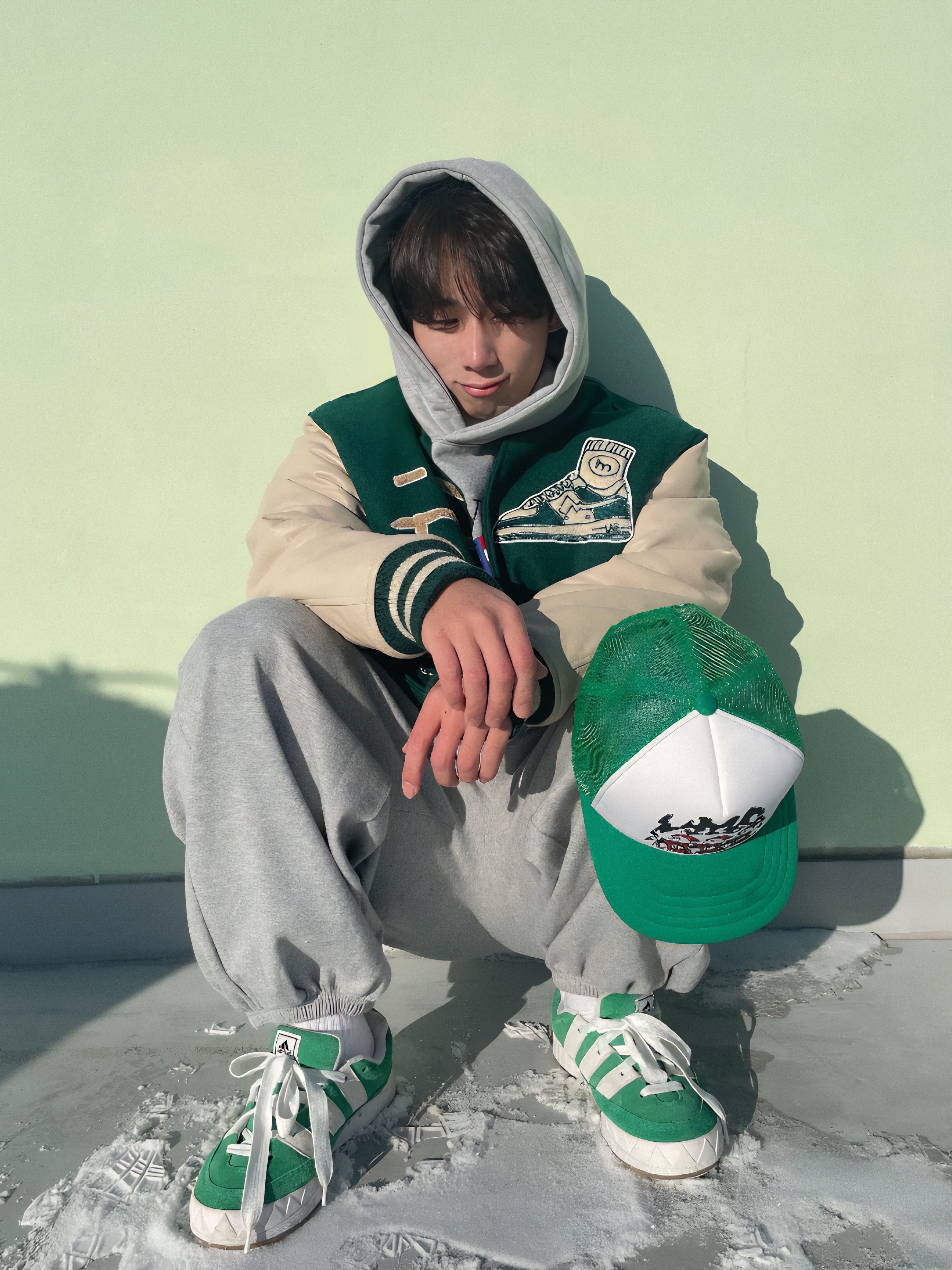 Adidas Adimatic Green 착용 스타일 - 1
