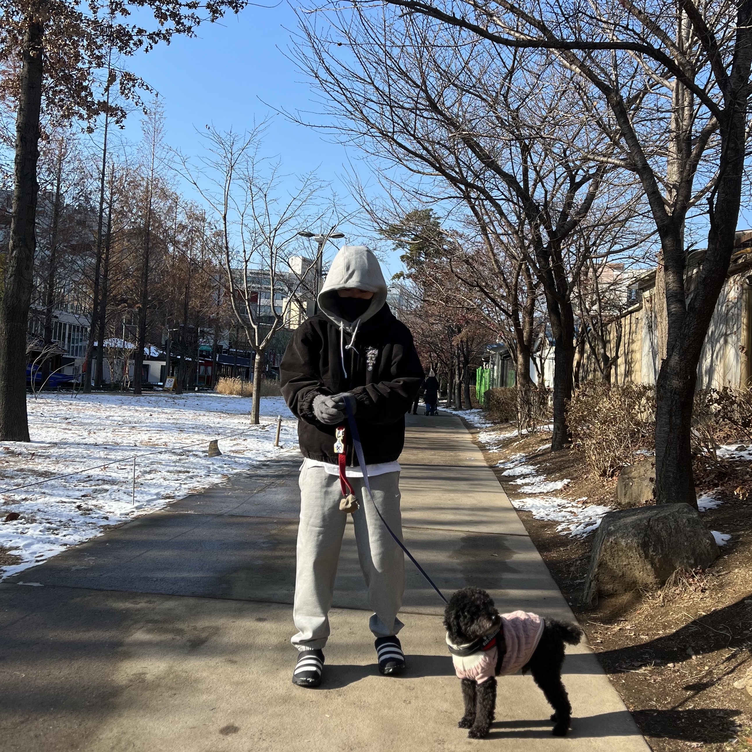 Stussy Canvas Insulated Work Jacket Black, Adidas Puffylette Core Black 착용 스타일 - 1