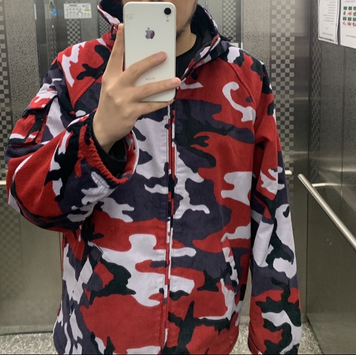 Supreme x Nike Arc Corduroy Hooded Jacket Red Camo - 22SS 착용 스타일 - 2