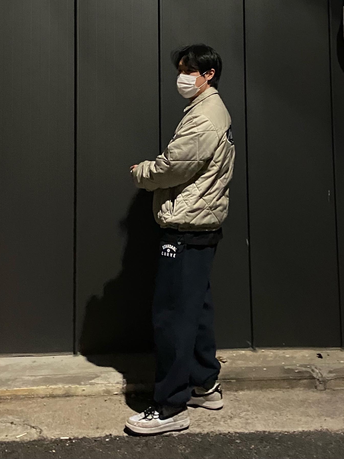 Palace Collared Puffa Stone - 21FW, Nike Air Force 1 Low Retro Cocoa Snake 2018 착용 스타일 - 3