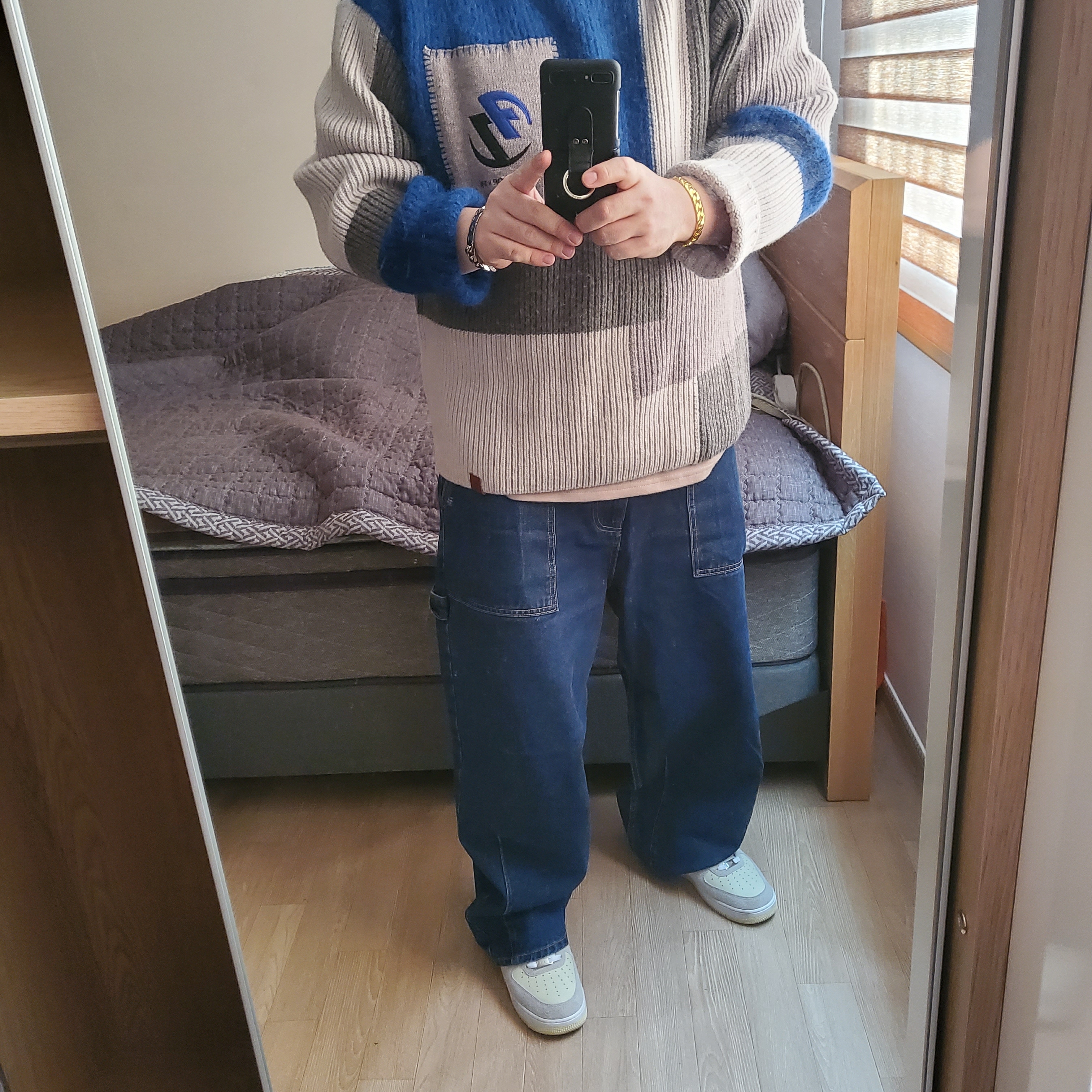 Zara x Ader Error Patchwork Oversize Knit Sweater Multicolor, IAB Studio x Niniz T-Shirt 착용 스타일