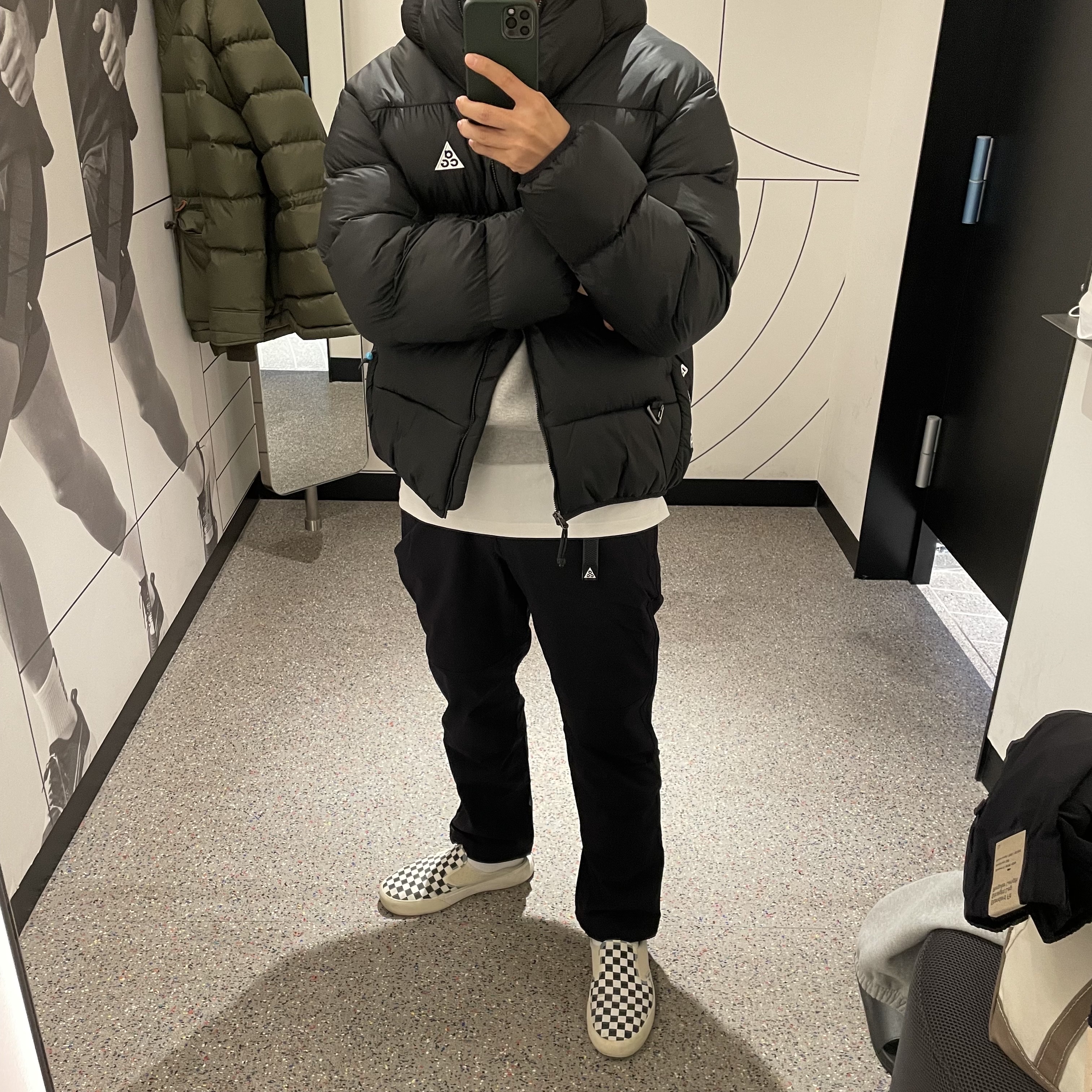 Nike ACG Therma-Fit ADV Lunar Lake Puffer Jacket Black - Asia, Nike ACG Sun farer Trail Pants Black - Asia 착용 스타일
