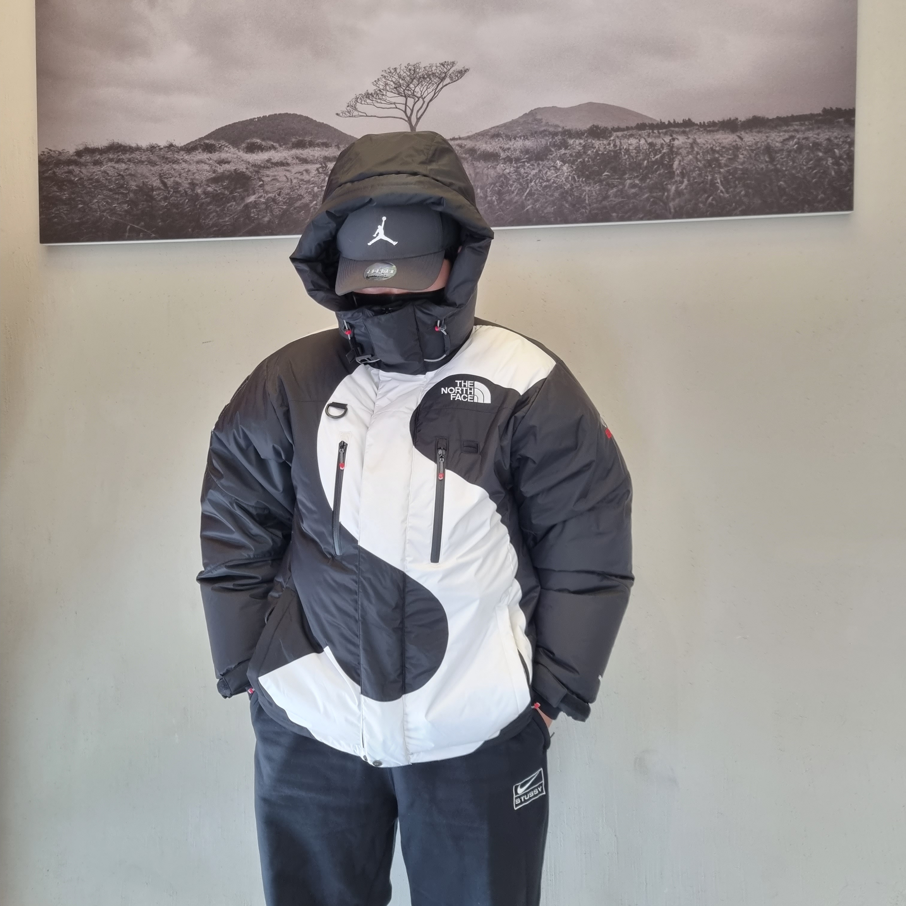Supreme x The North Face S Logo Summit Series Himalayan Parka Black - 20FW, Nike x Stussy NRG RA Washed Pullover Hoodie Black (DN4028-010) 착용 스타일 - 1