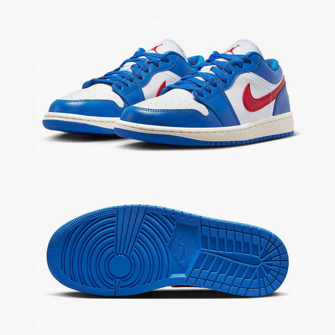 (W) Jordan 1 Low White Dark Marina Blue, Jordan 1 Low Golf Wolf Grey 착용 스타일 - 2