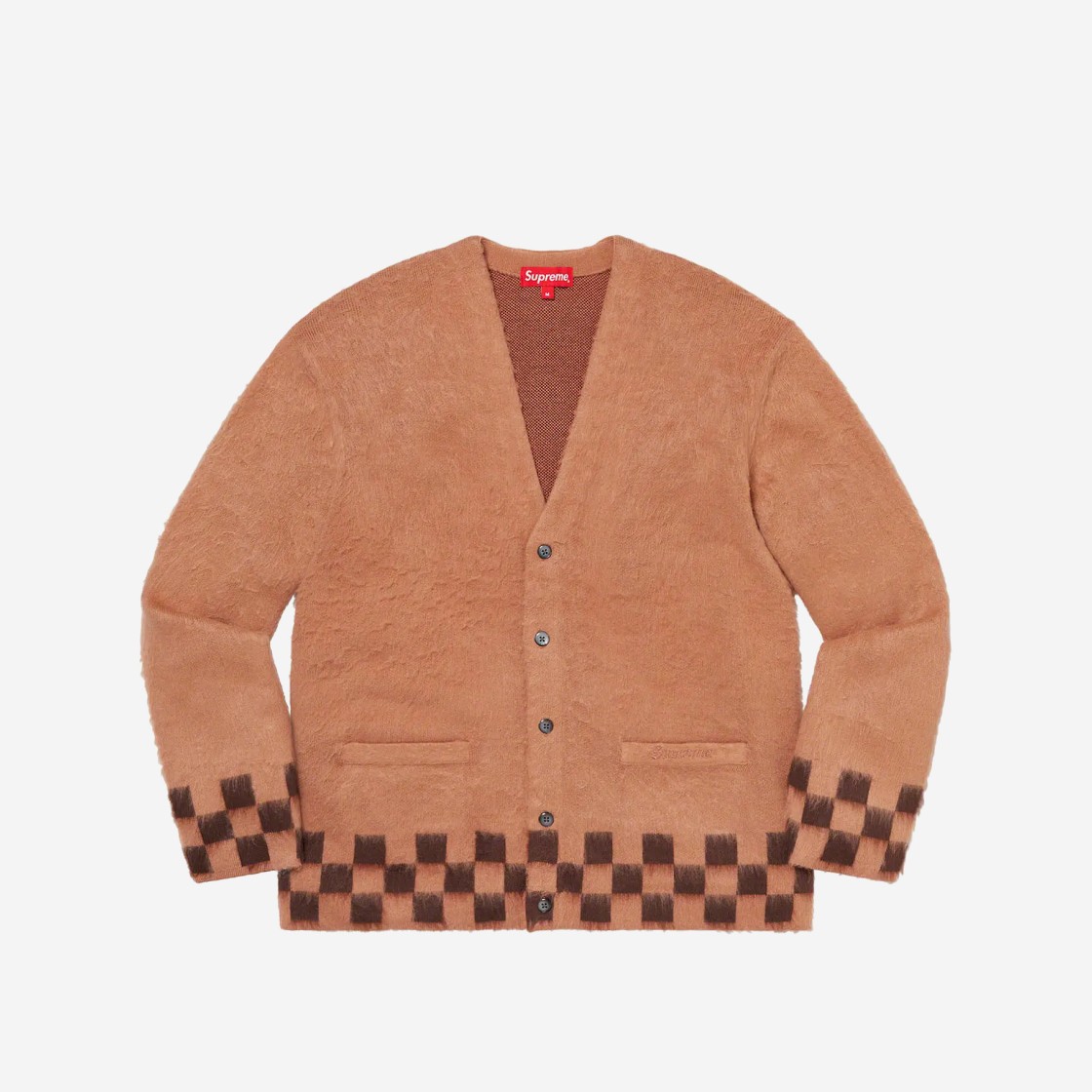 Supreme Brushed Checkerboard Cardigan Camel - 21SS 상세 이미지 1