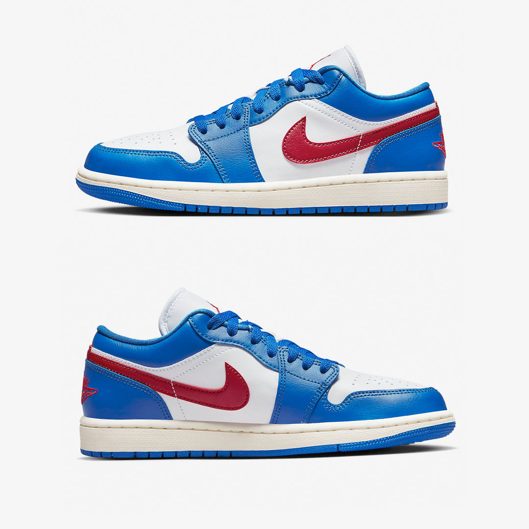 (W) Jordan 1 Low White Dark Marina Blue, Jordan 1 Low Golf Wolf Grey 착용 스타일 - 3