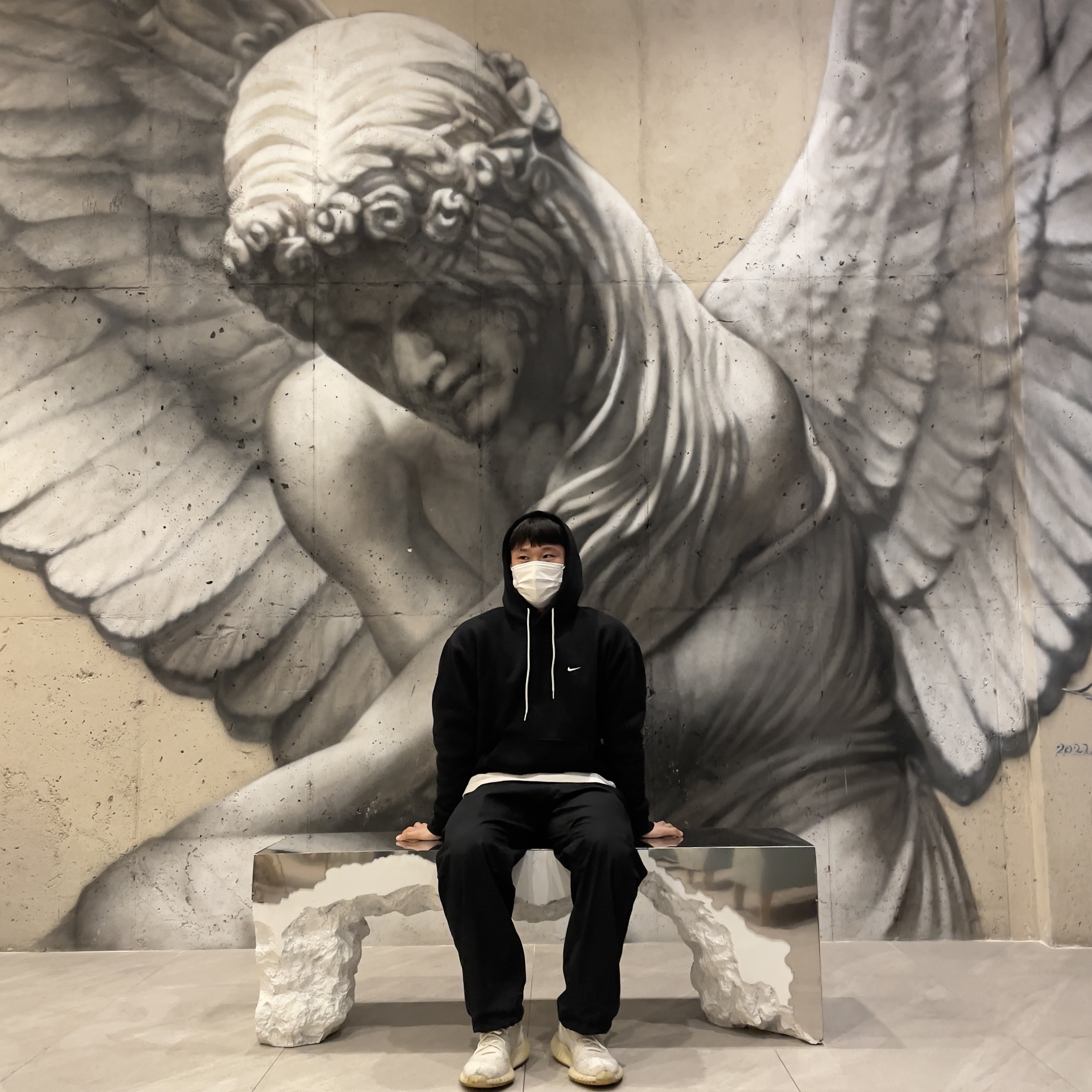 Nike NRG Solo Swoosh Fleece Hoodie Black White - Asia, Adidas Yeezy Boost 350 V2 Cream/Triple White 착용 스타일 - 2