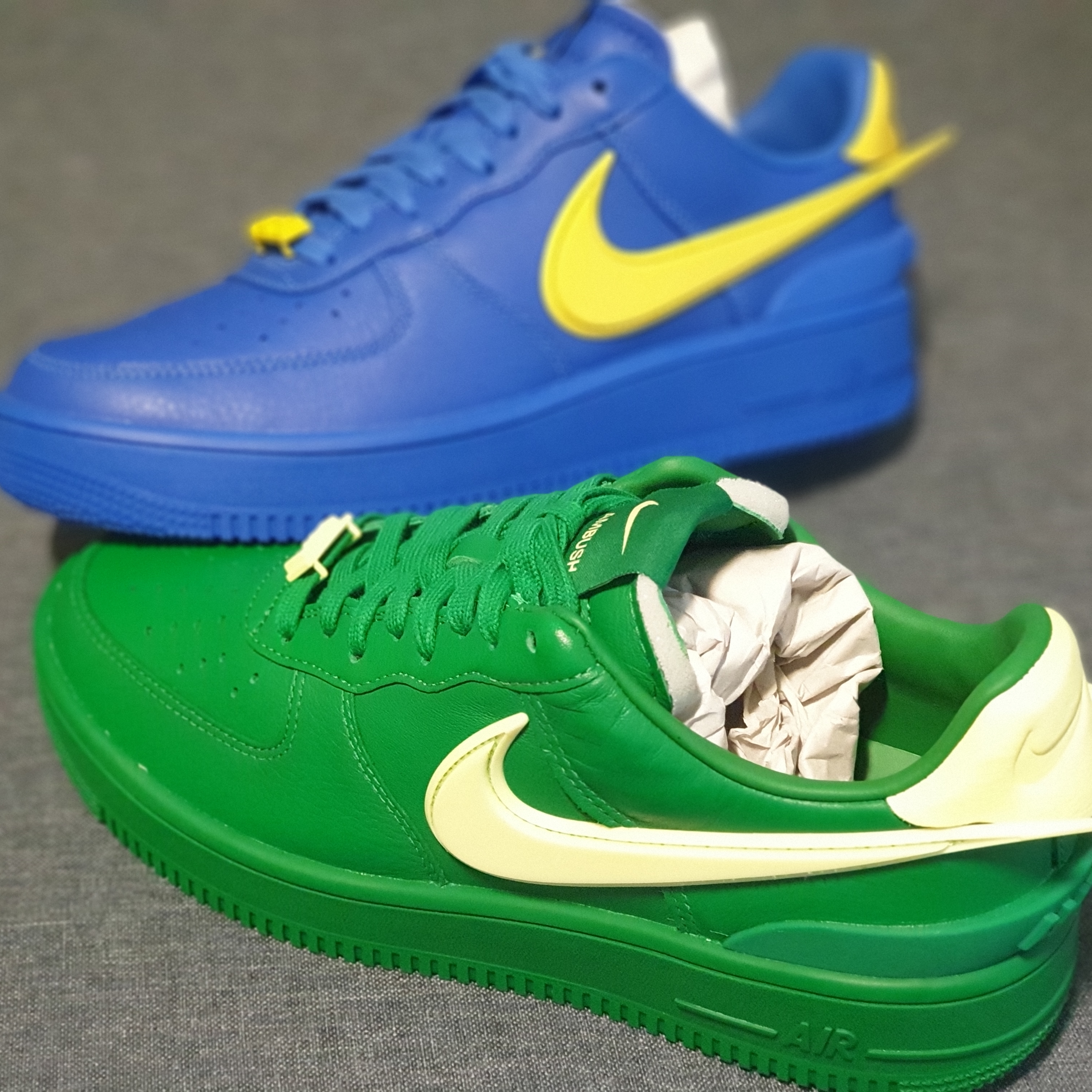 Nike x Ambush Air Force 1 Low SP Pine Green and Citron, Nike x Ambush Air Force 1 Low SP Game Royal and Vivid Sulfur 착용 스타일
