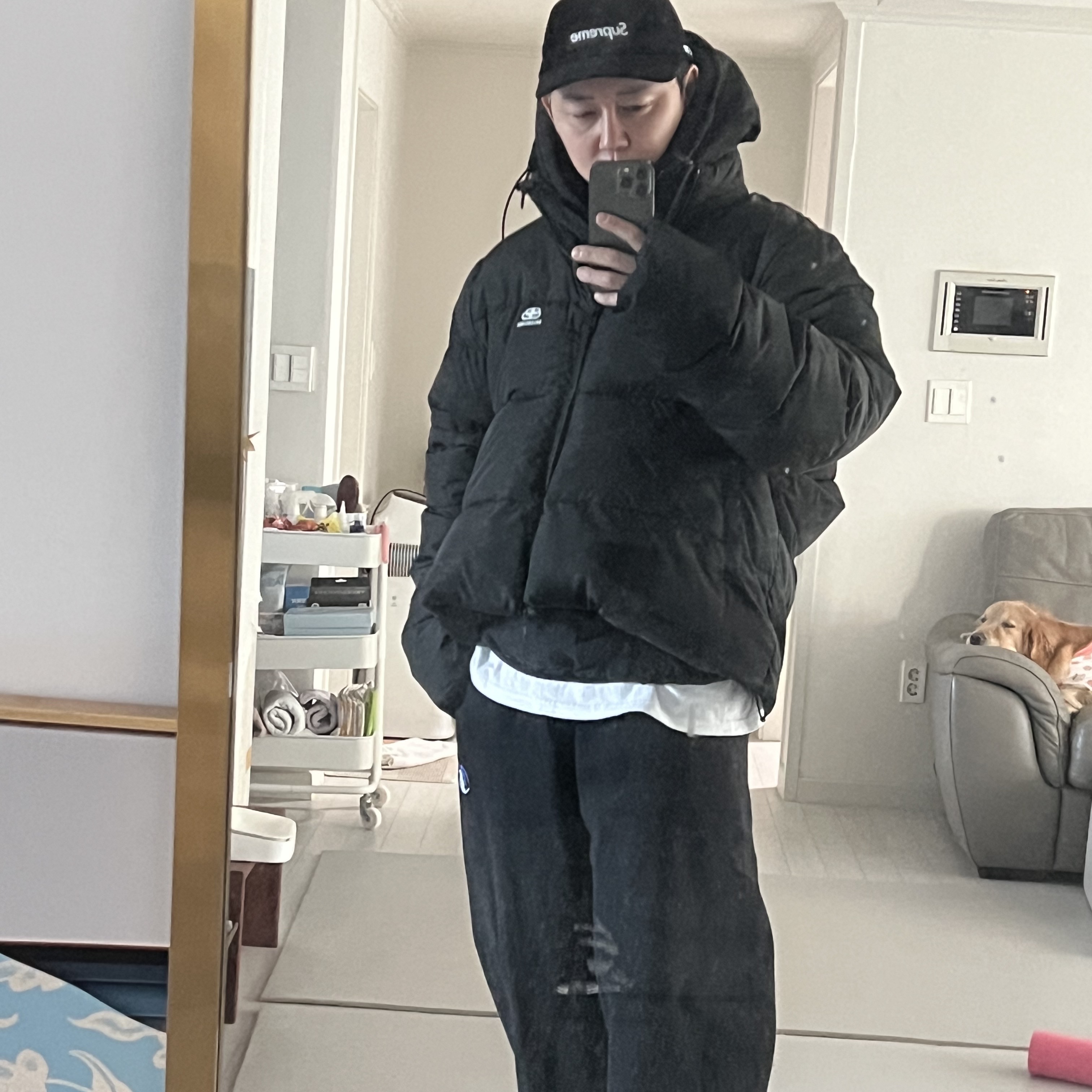 Zara x Ader Error Jogger Pants Black, Asics x JJJJound Gel-Kayano 14 Silver White 착용 스타일 - 2