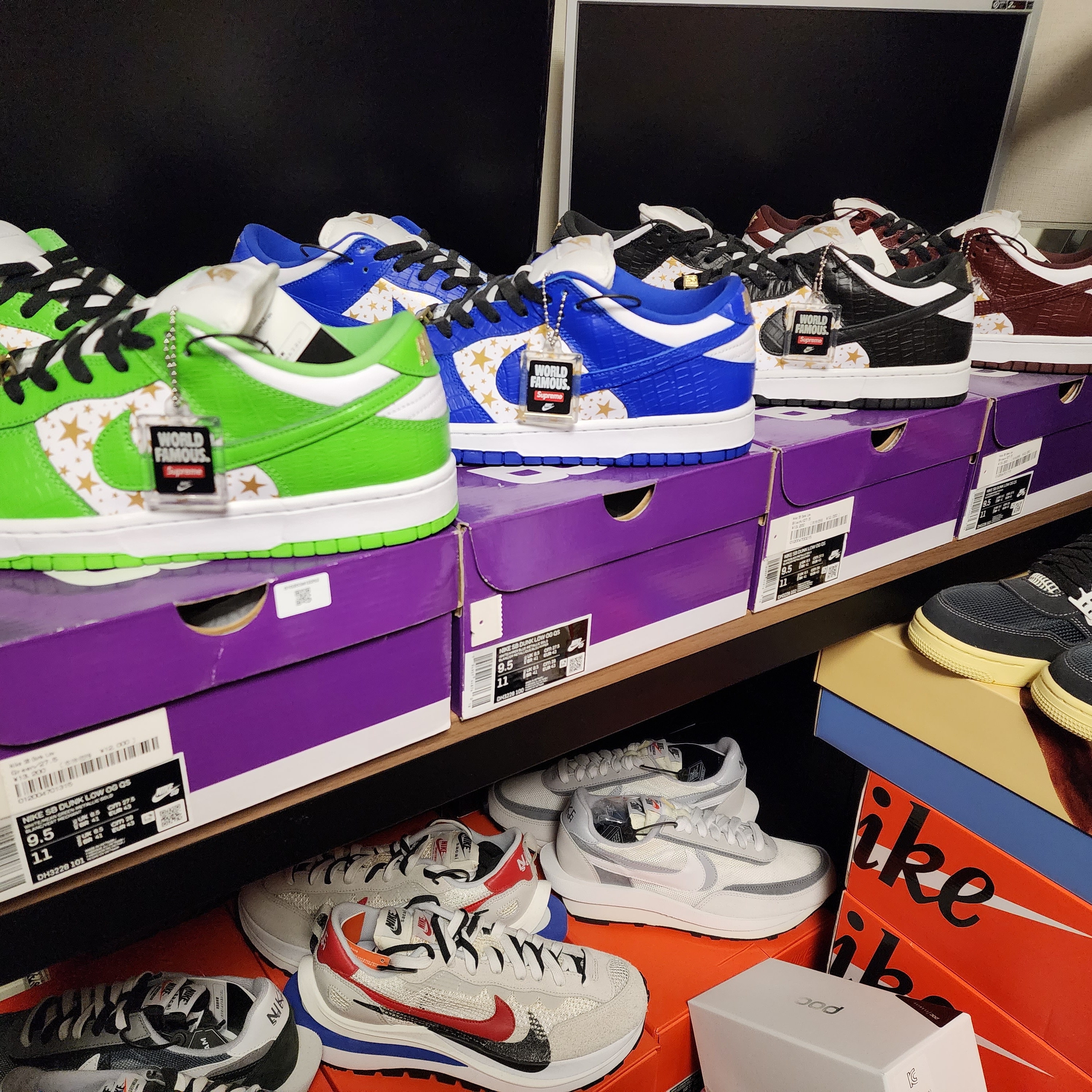 Nike x Supreme SB Dunk Low Mean Green, Nike x Supreme SB Dunk Low Hyper Blue 착용 스타일