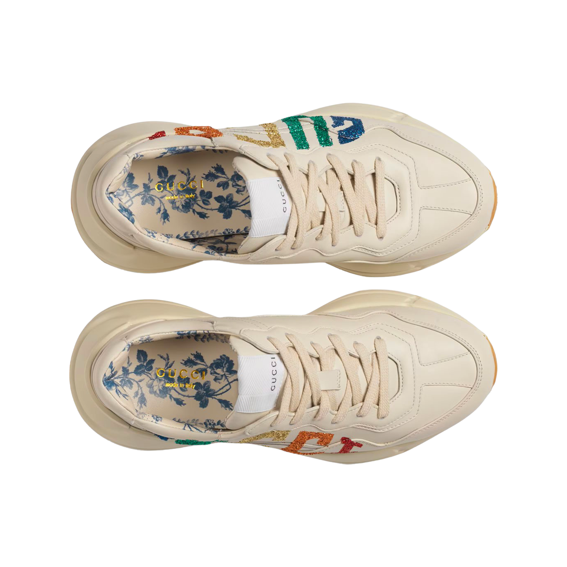 (W) 구찌 롸이톤 글리터 스니커즈 아이보리((W) Gucci Rhyton Glitter Sneakers Ivory) - 2
