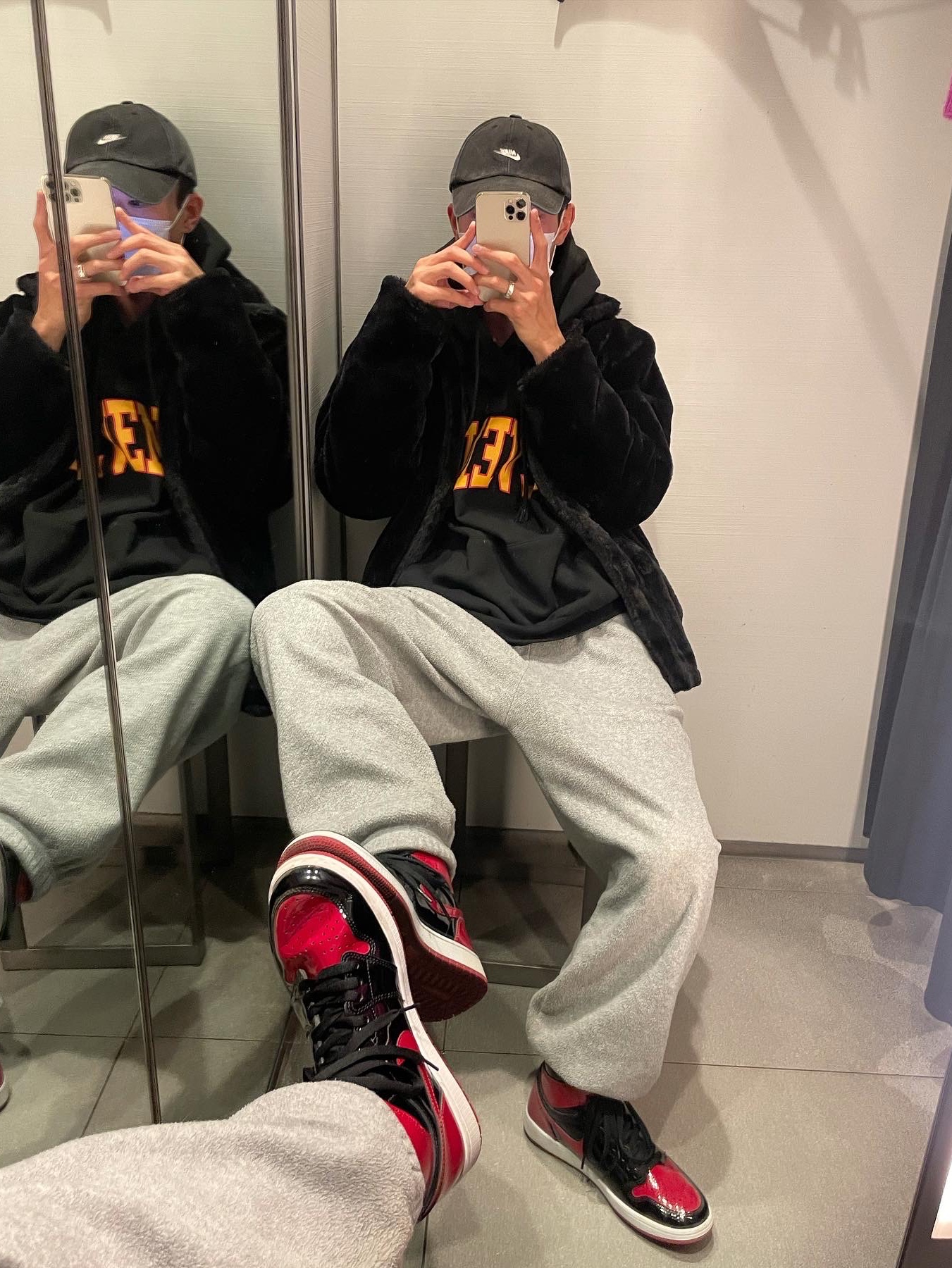 Jordan 1 Retro High OG Patent Bred 착용 스타일 - 1