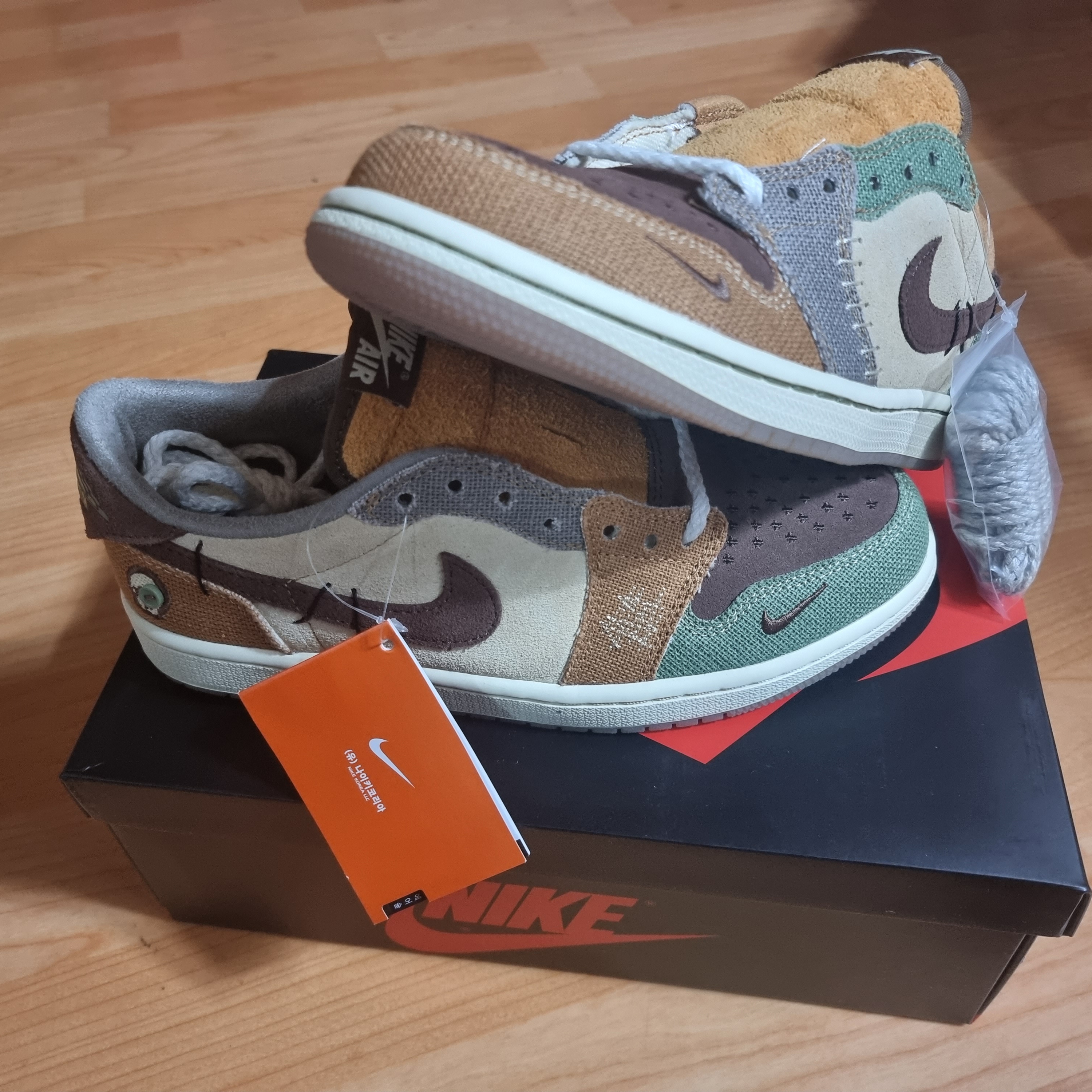 Jordan 1 x Zion Williamson Retro Low OG Flax and Oil Green 착용 스타일