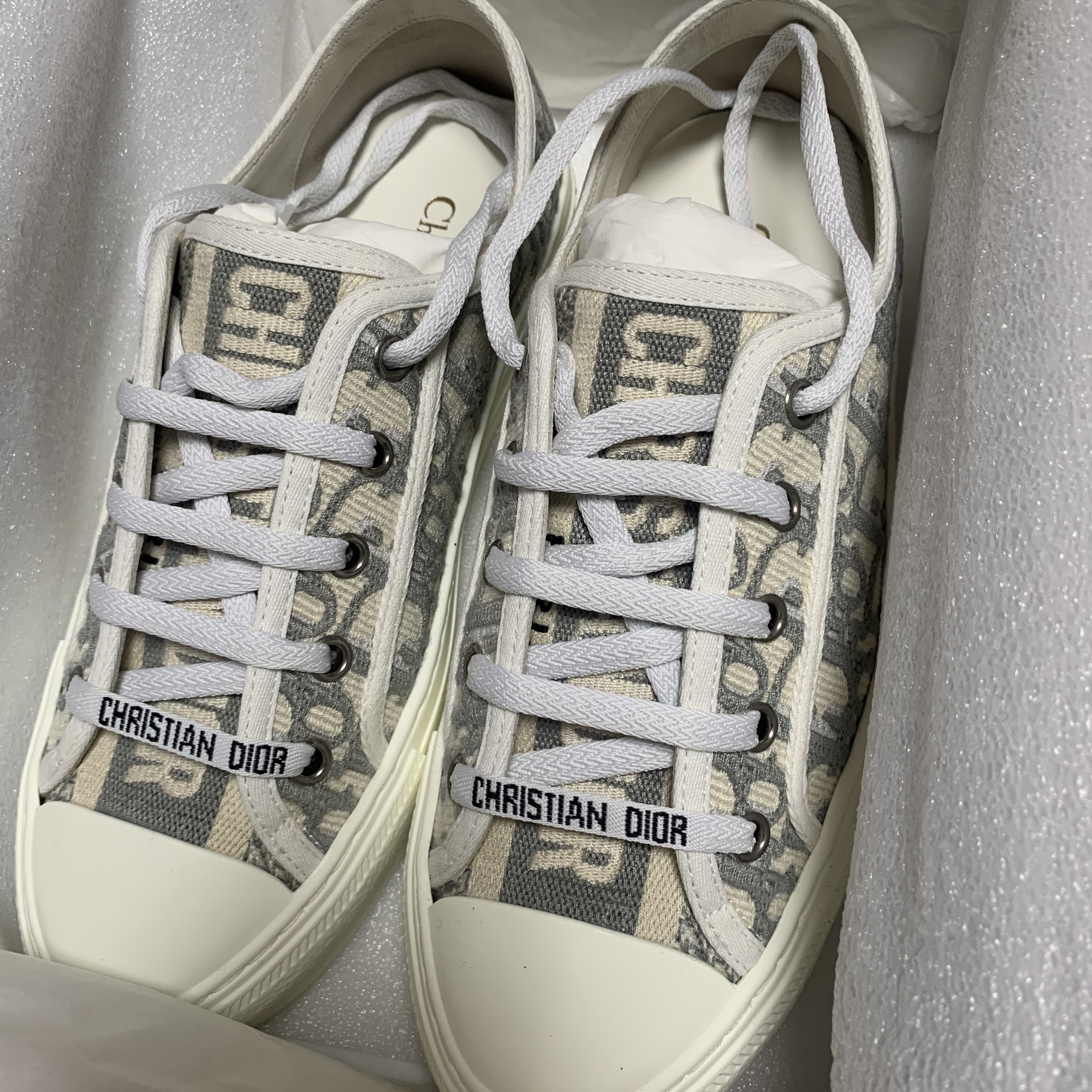(W) Dior Walk'N'Dior Sneakers Oblique Gray 착용 스타일