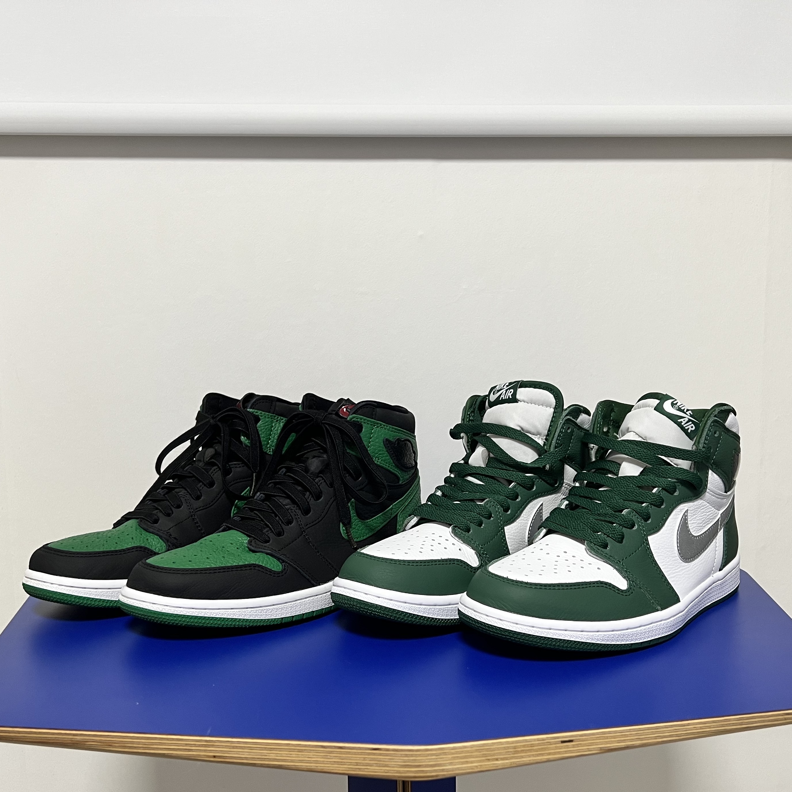 Jordan 1 Retro High OG Pine Green Black, Jordan 1 Retro High OG Gorge Green 착용 스타일 - 1