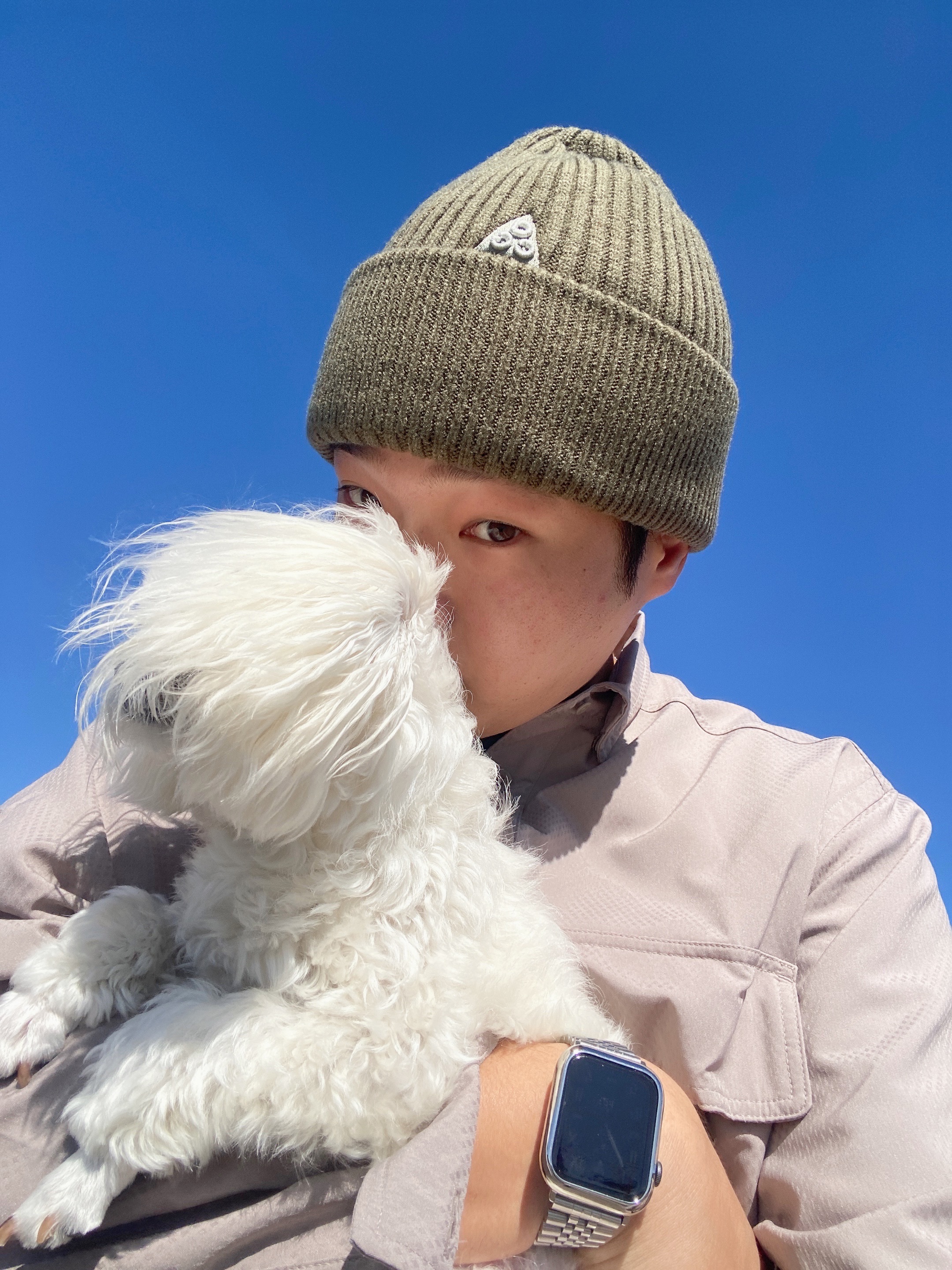 Nike NRG ACG Cuffed Beanie Medium Olive, Nike ACG Devastation Trail Work Shirt Moon Fossil - Asia 착용 스타일