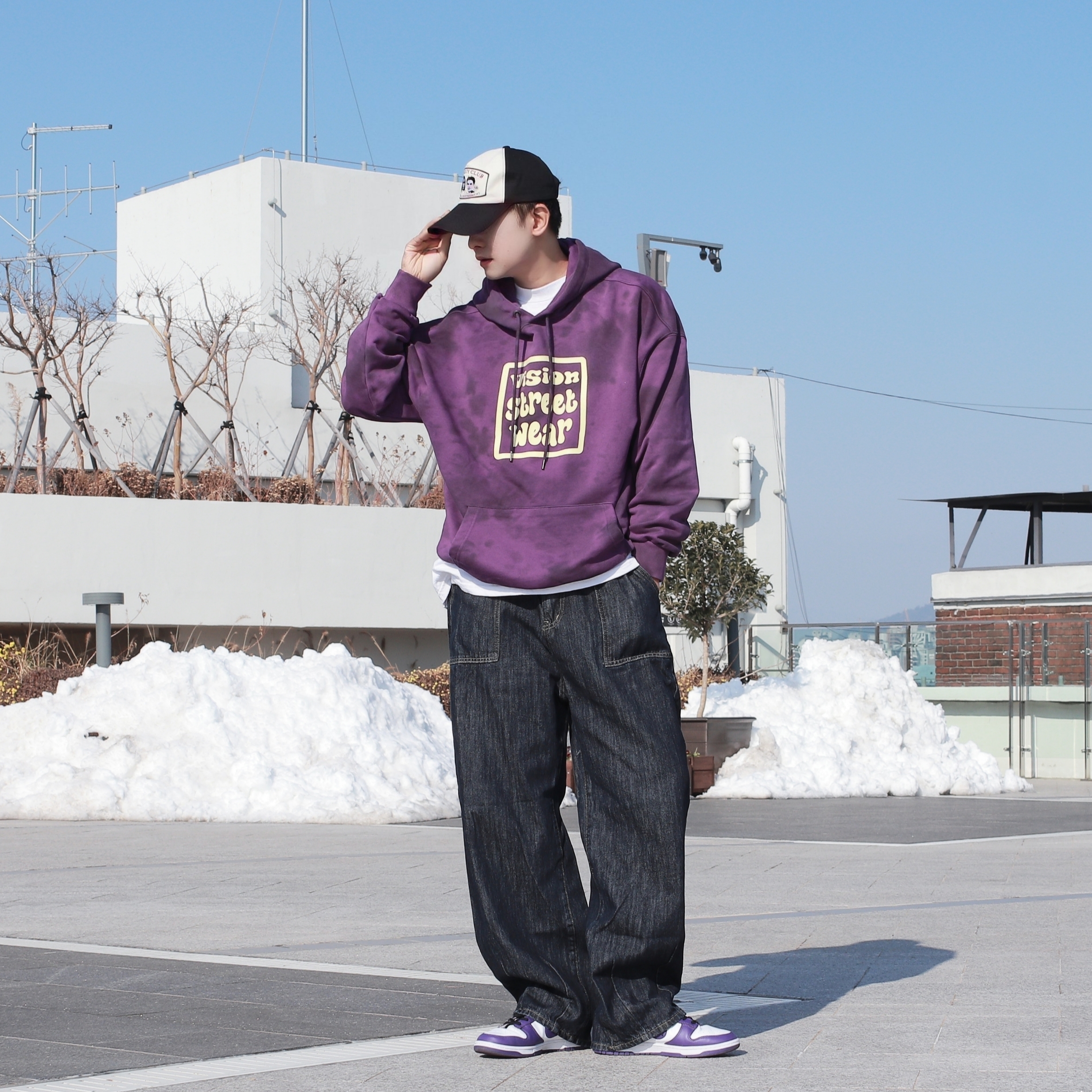 Nike Dunk Low Retro Championship Court Purple 착용 스타일 - 1