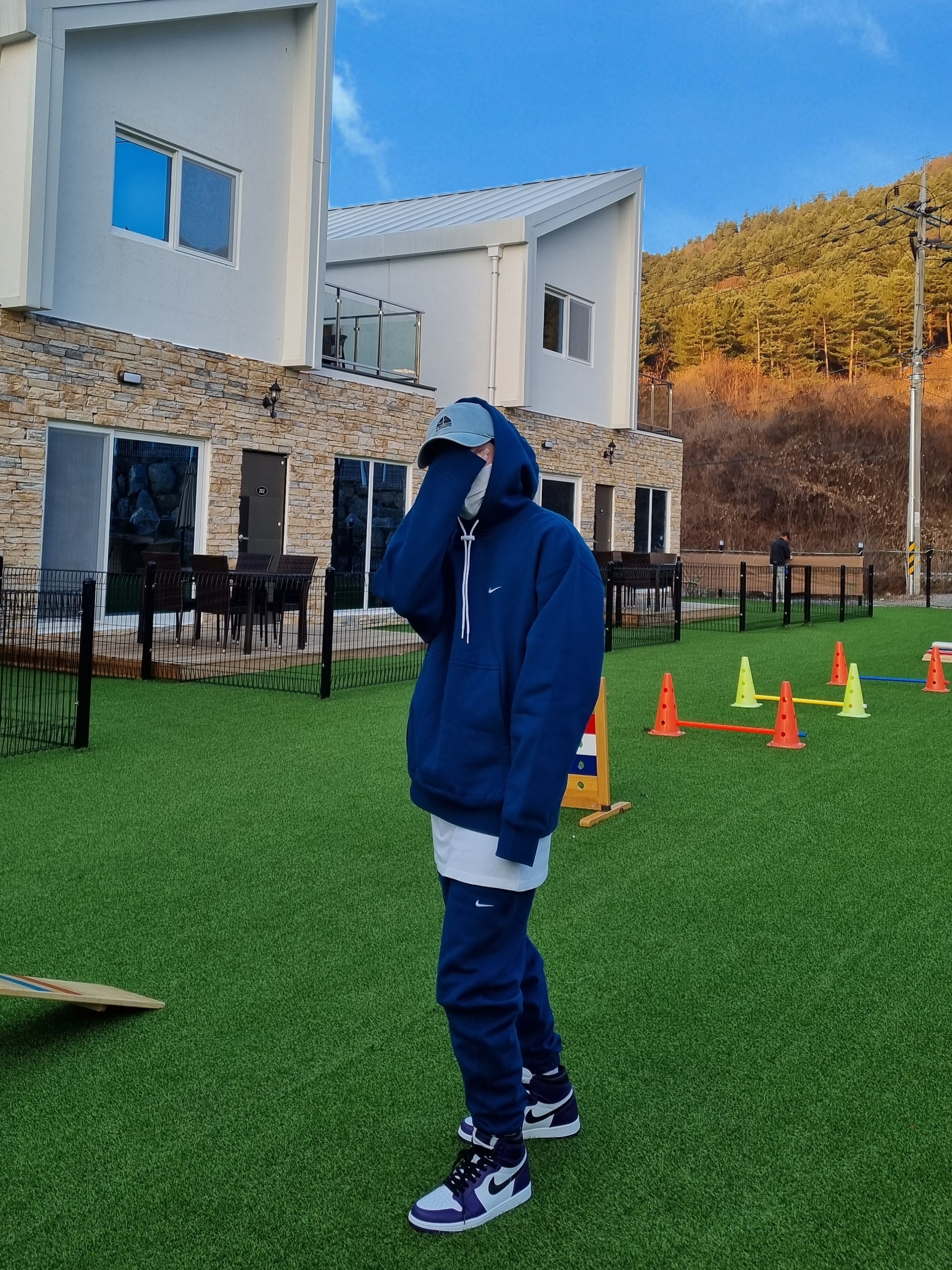 Nike NRG Solo Swoosh Fleece Hoodie Valerian Blue - US/EU, Nike NRG Solo Swoosh Fleece Pants Valerian Blue - US/EU 착용 스타일