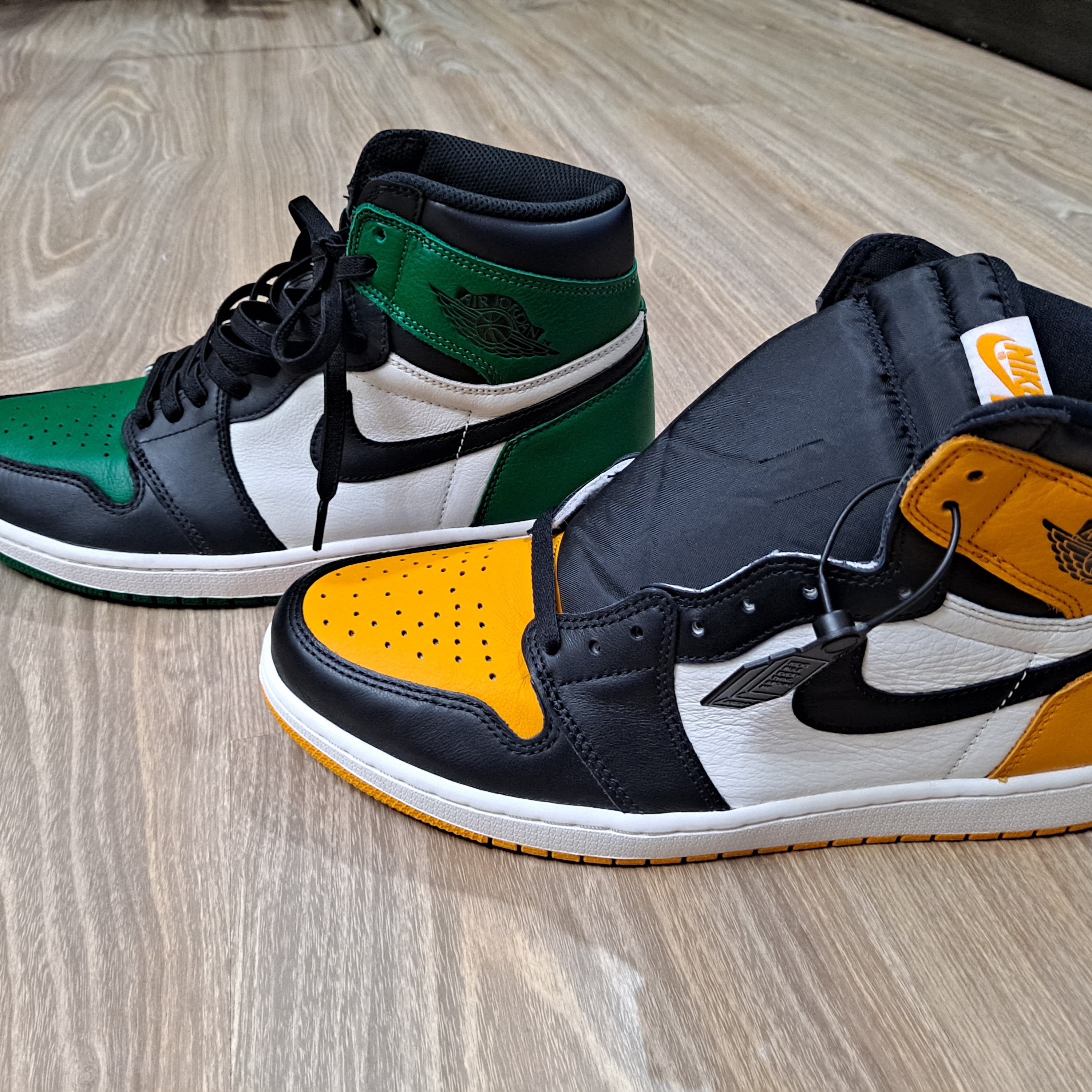 Jordan 1 Retro High OG Taxi, Jordan 1 Retro High OG Pine Green 착용 스타일 - 1