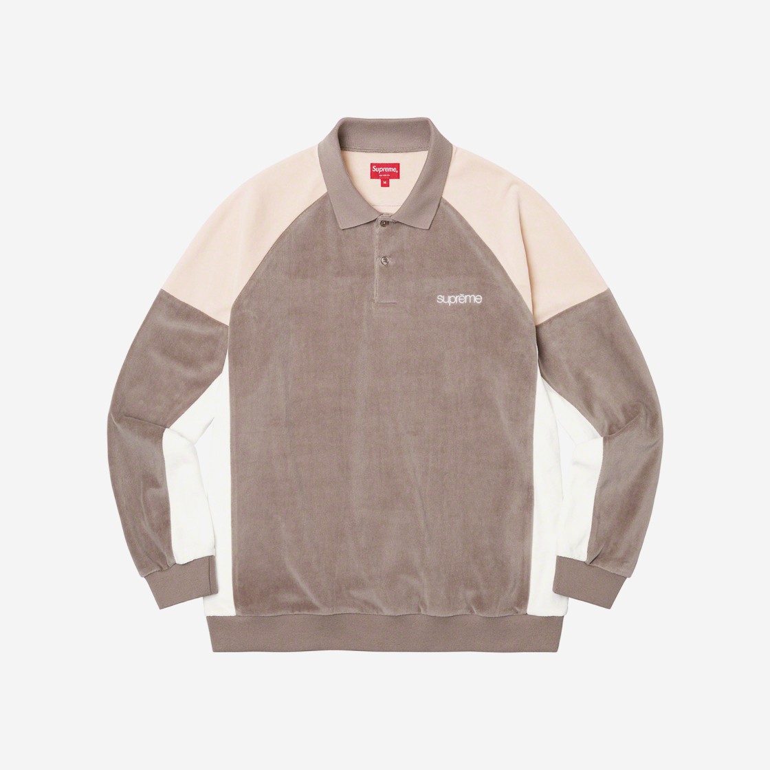 Supreme Paneled Velour L/S Polo Light Brown - 22FW 상세 이미지 1