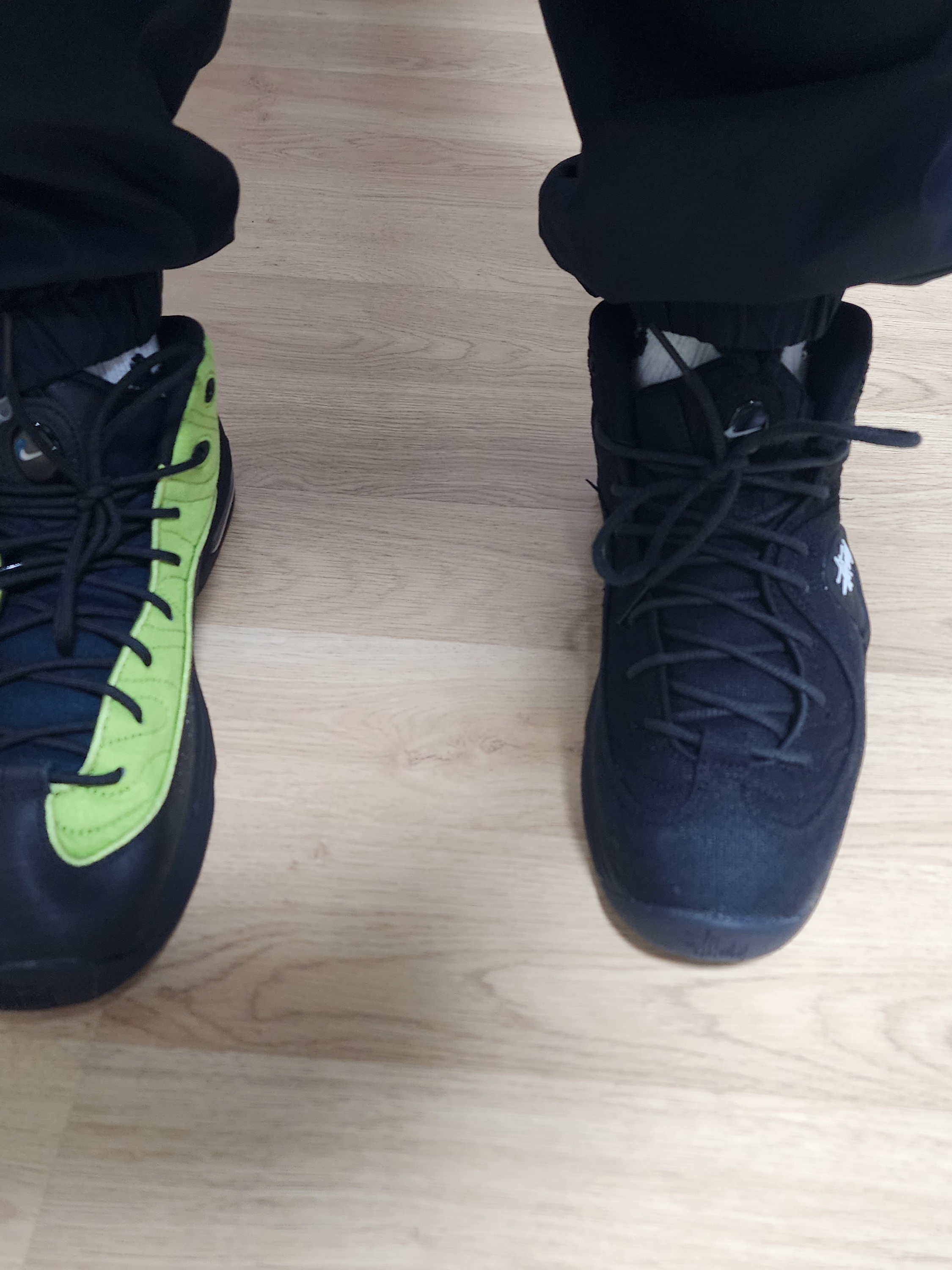 Nike x Stussy Air Penny II Vivid Green and Black 착용 스타일 - 2