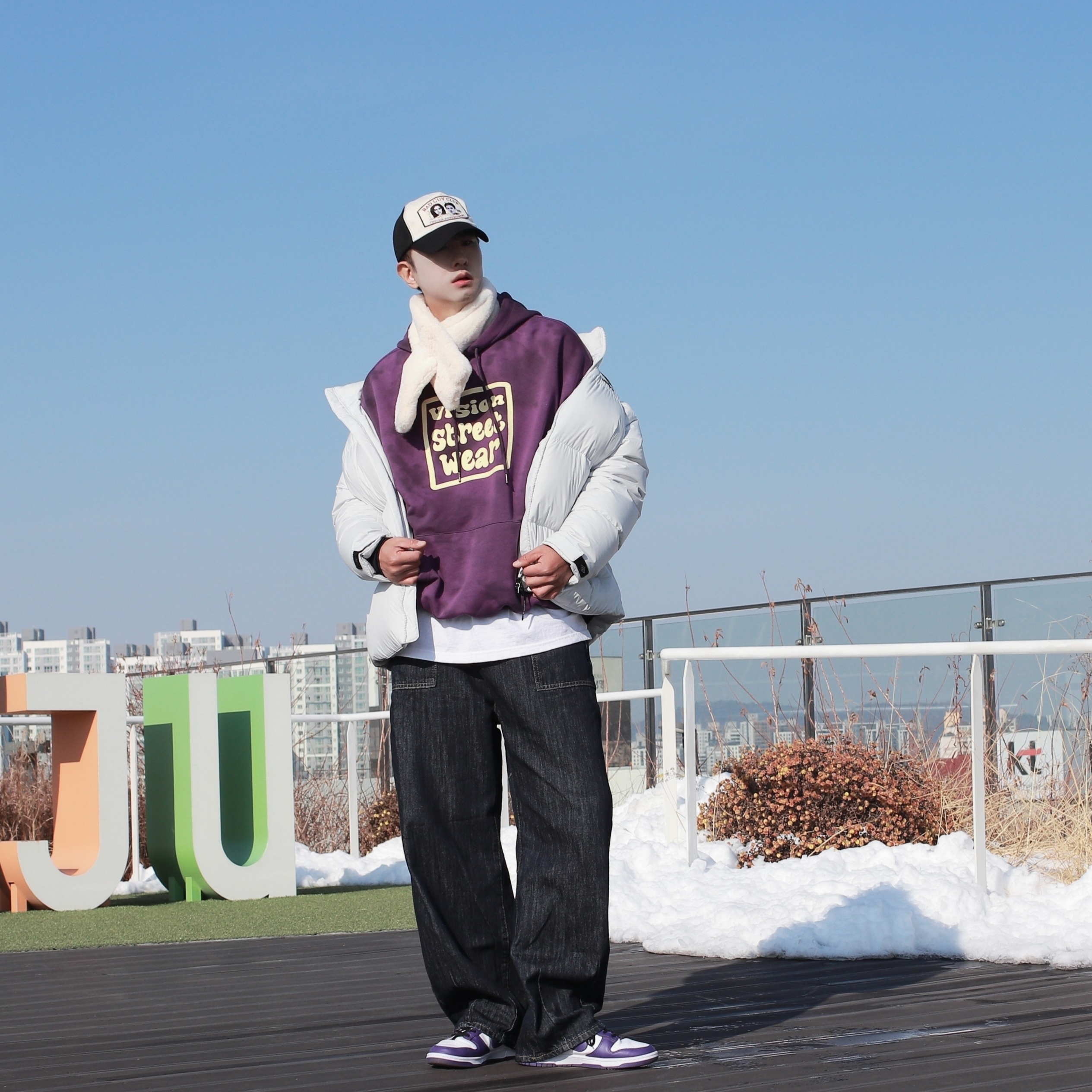 Nike Dunk Low Retro Championship Court Purple 착용 스타일 - 5