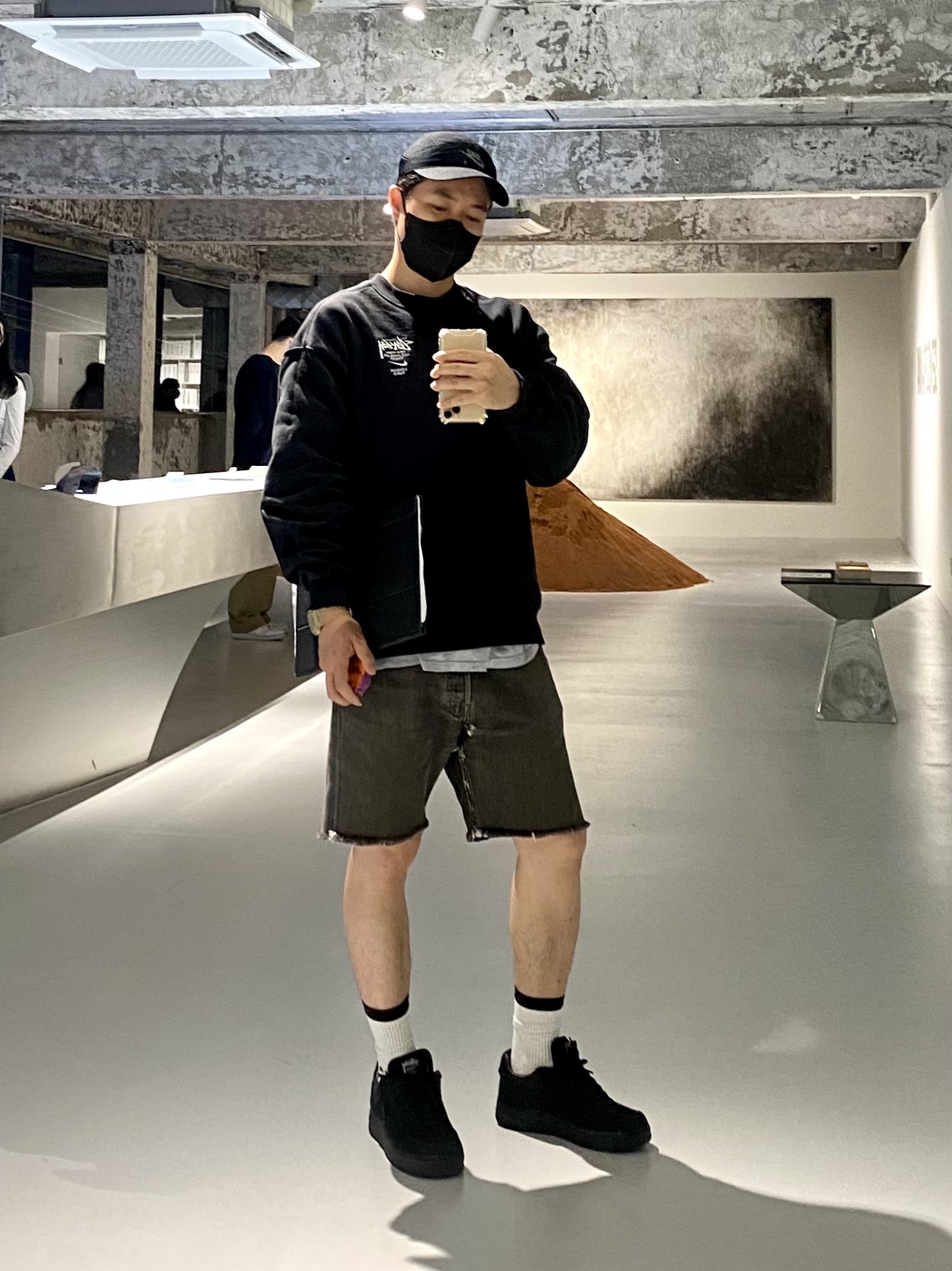 Nike x Stussy NRG ZR Fleece Crewneck Black - Asia, Nike x Stussy Air Force 1 Low Triple Black 착용 스타일