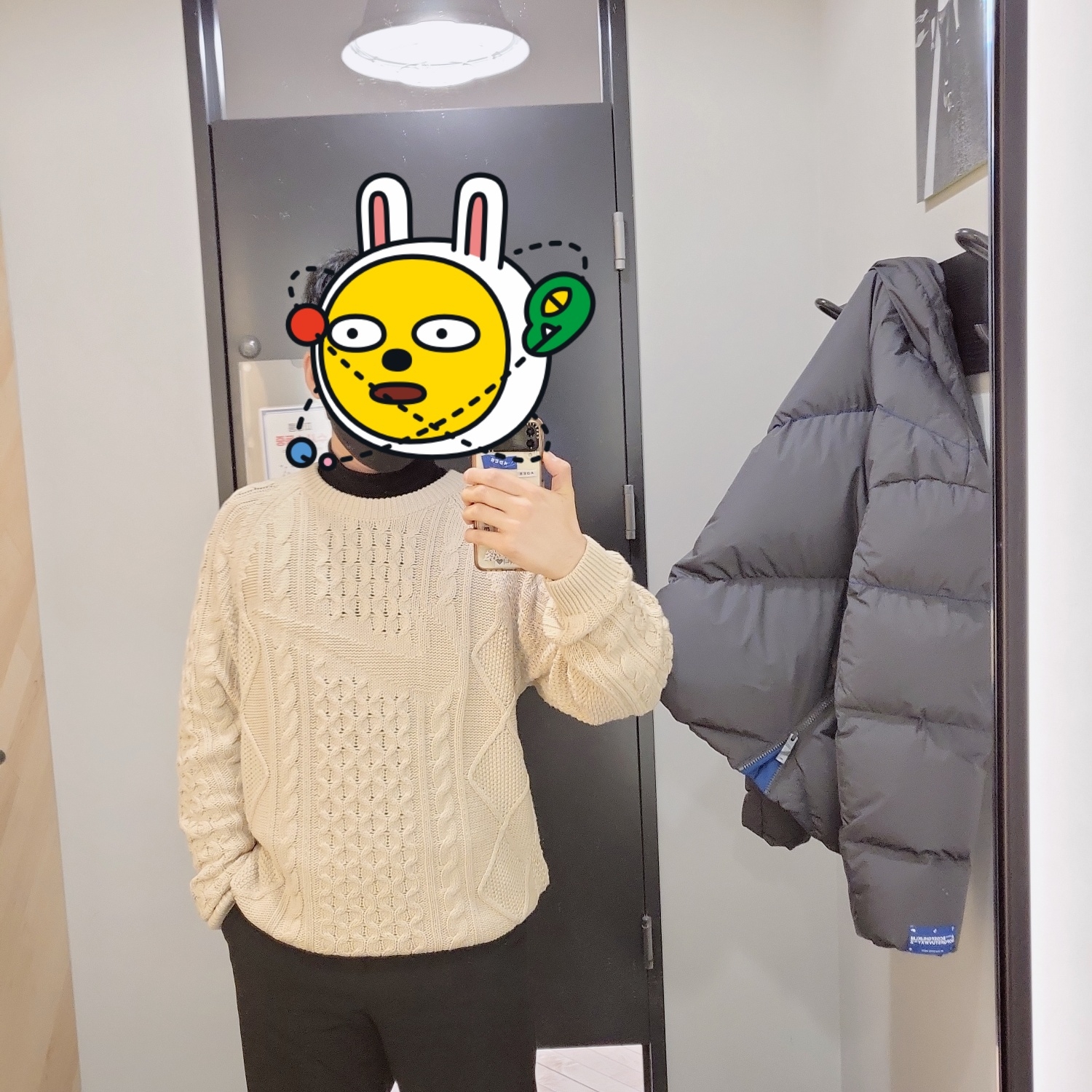 Nike Cable Knit LS Sweater Rattan - Asia, Zara x Ader Error Oversize Puffer Jacket Grey 착용 스타일