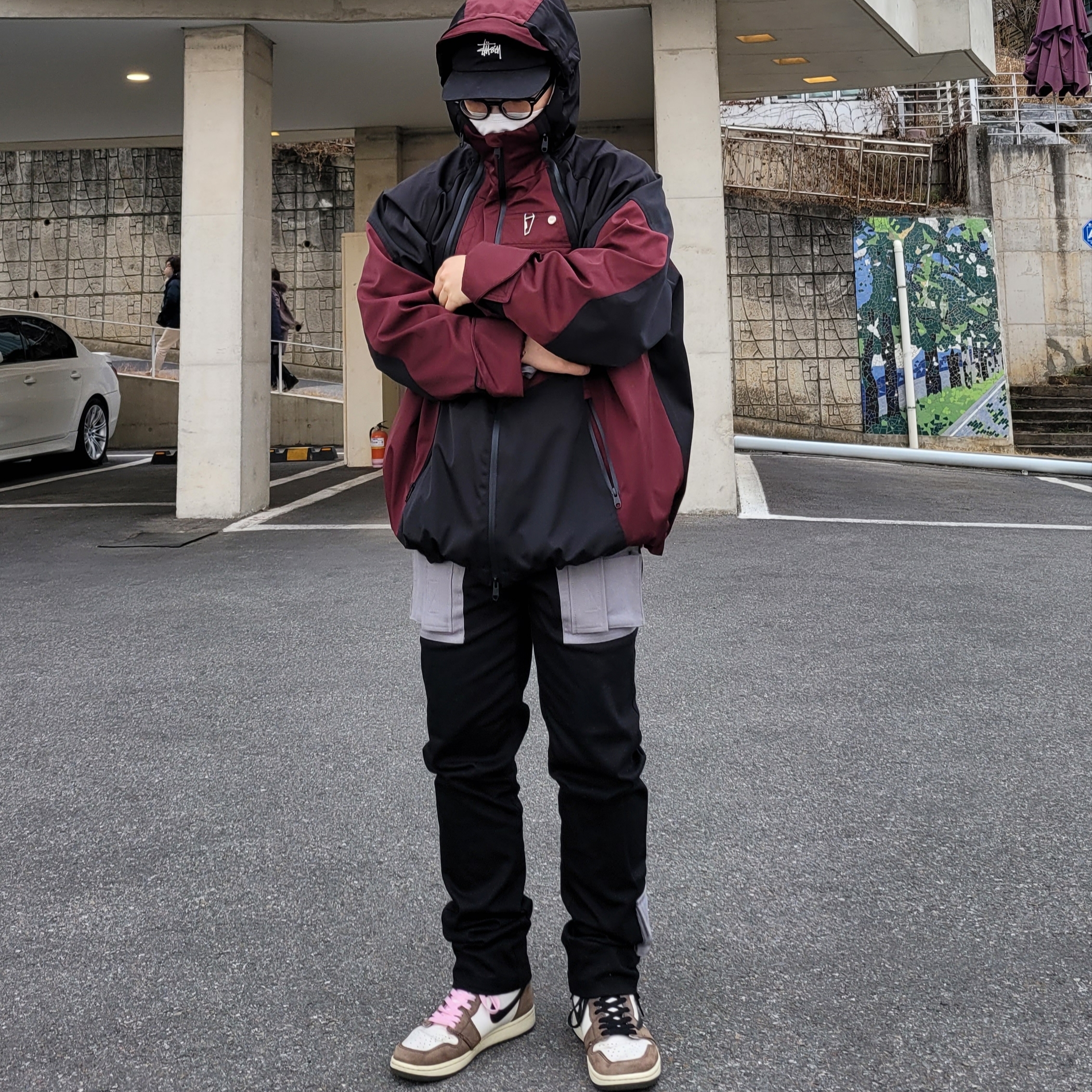 Undermycar Kame Multi Zip Turtle Shell Parka Hot Rod - 22FW, Jordan 1 x Travis Scott Retro High OG SP Mocha 착용 스타일 - 1