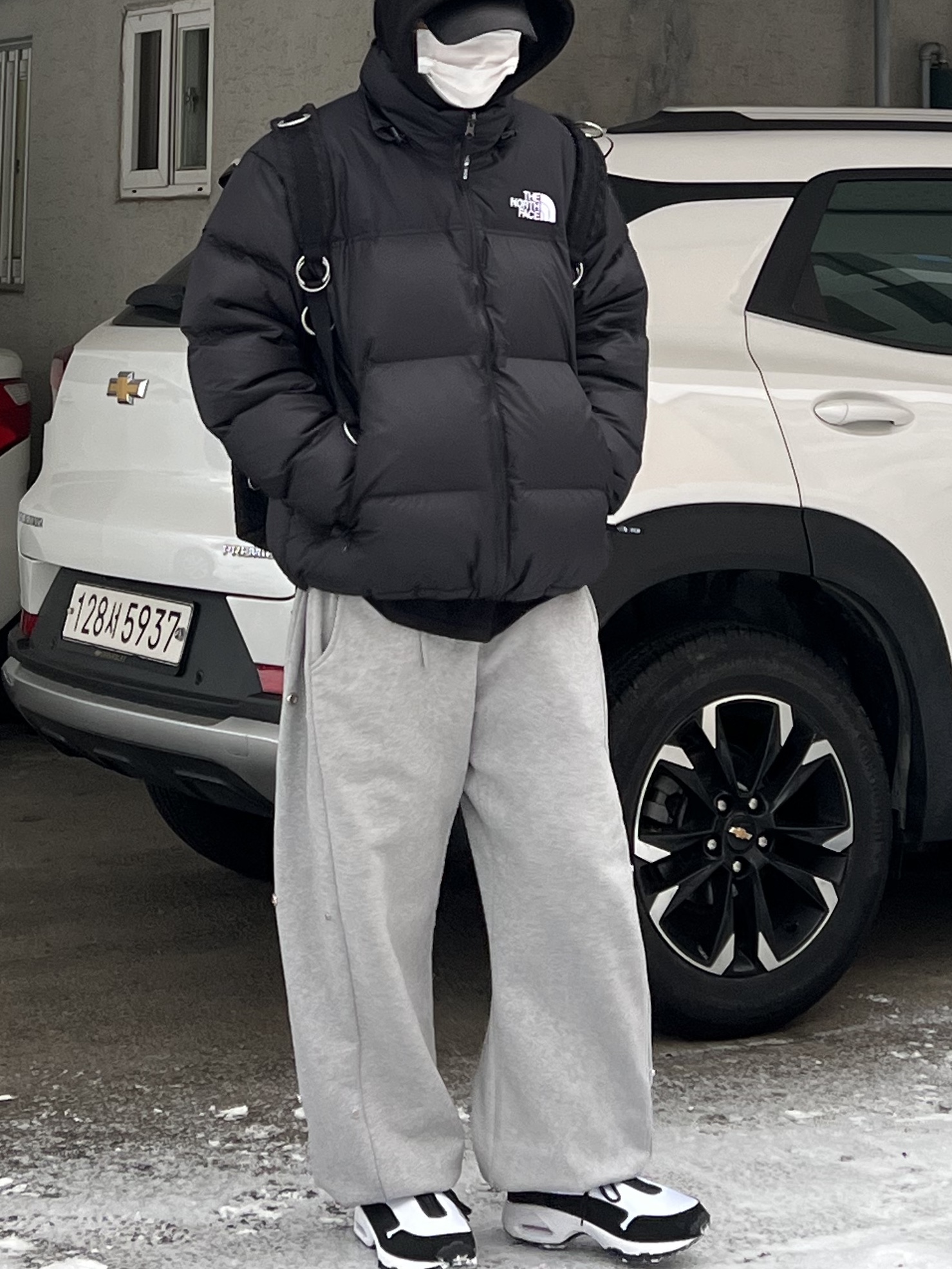 Nike x Comme des Garcons Homme Plus Air Max Sunder SP White Black, The North Face 1996 Eco Nuptse Jacket Black 착용 스타일 - 2