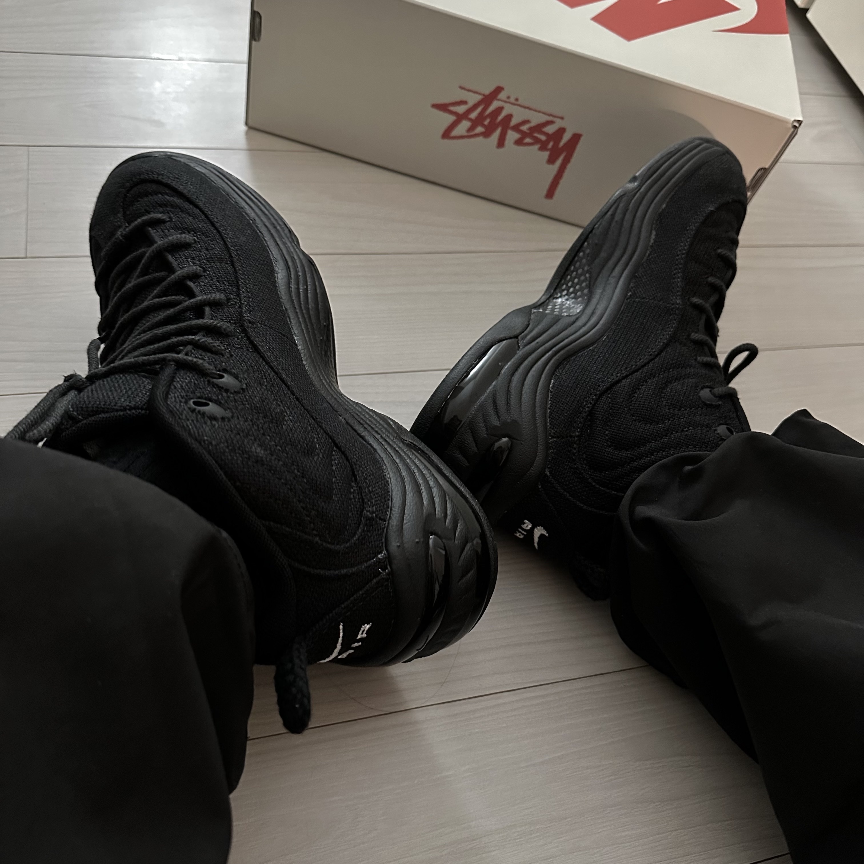 Nike x Stussy Air Penny II Black 착용 스타일 - 1