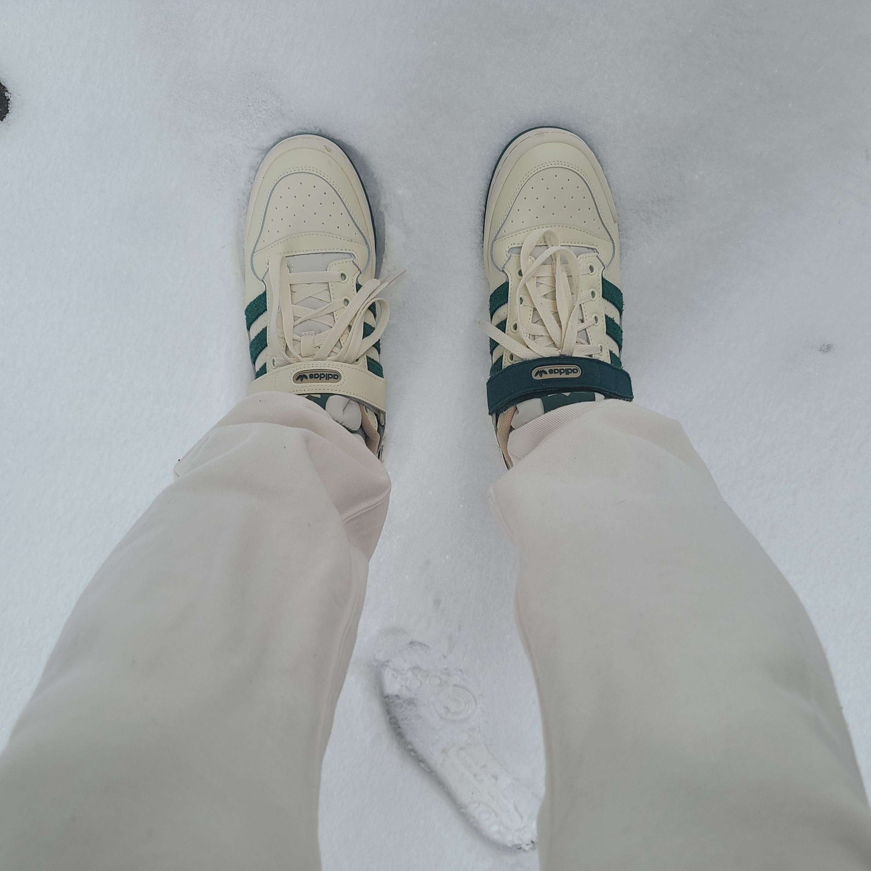 Adidas Forum Low Cloud White Collegiate Green 착용 스타일 - 2