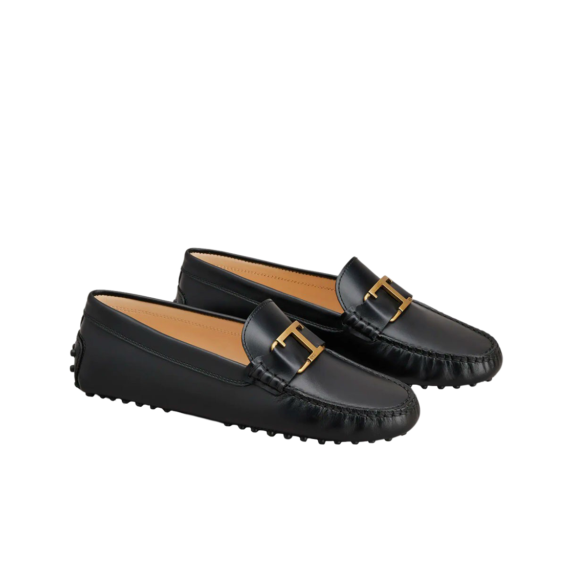 (W) 토즈 T 타임리스 고미노 레더 드라이빙 슈즈 블랙((W) Tod's T Timeless Gommino Leather Driving Shoes Black) - 2