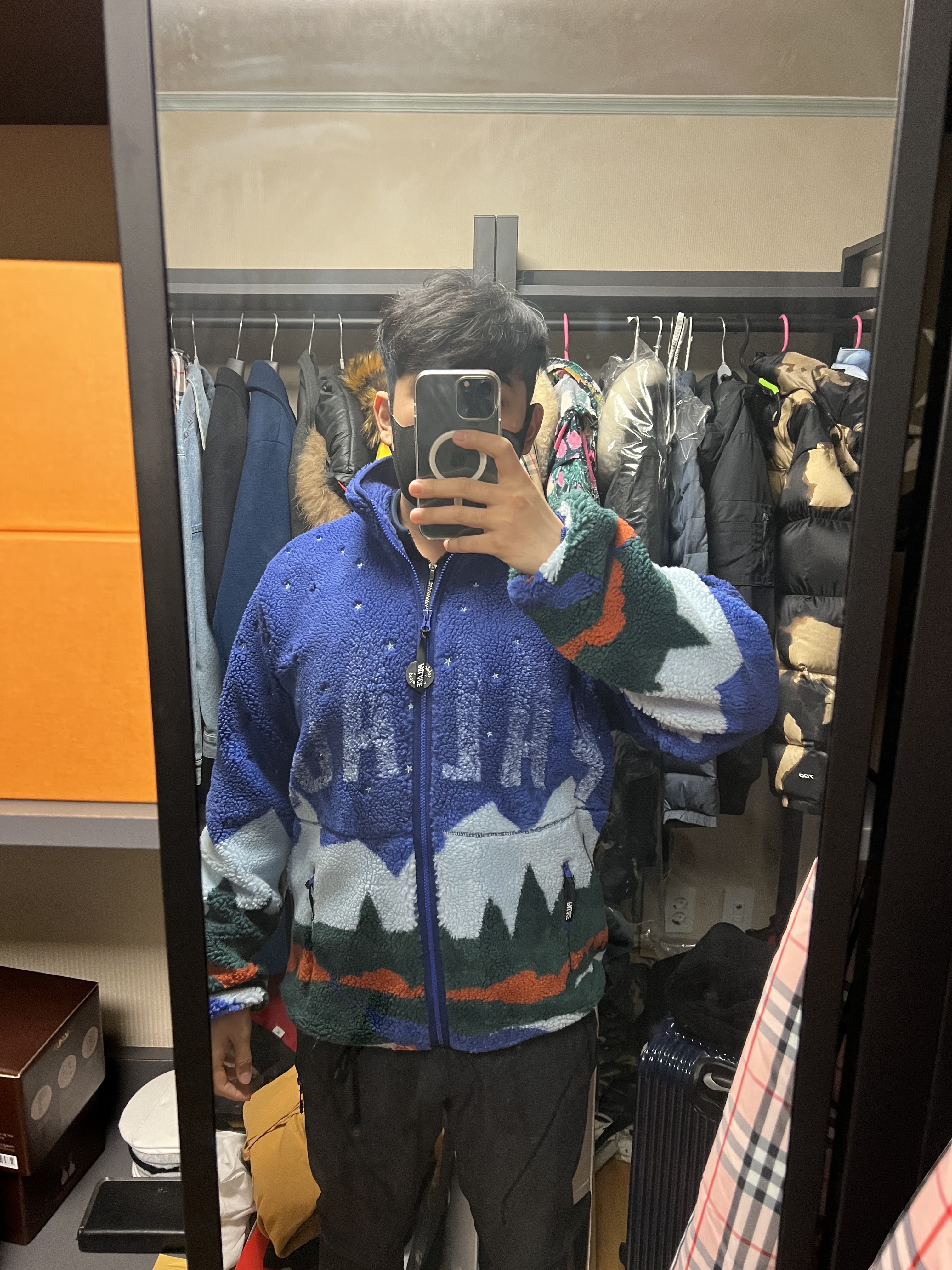 Palace Peak Funnel Fleece Blue - 22FW 착용 스타일