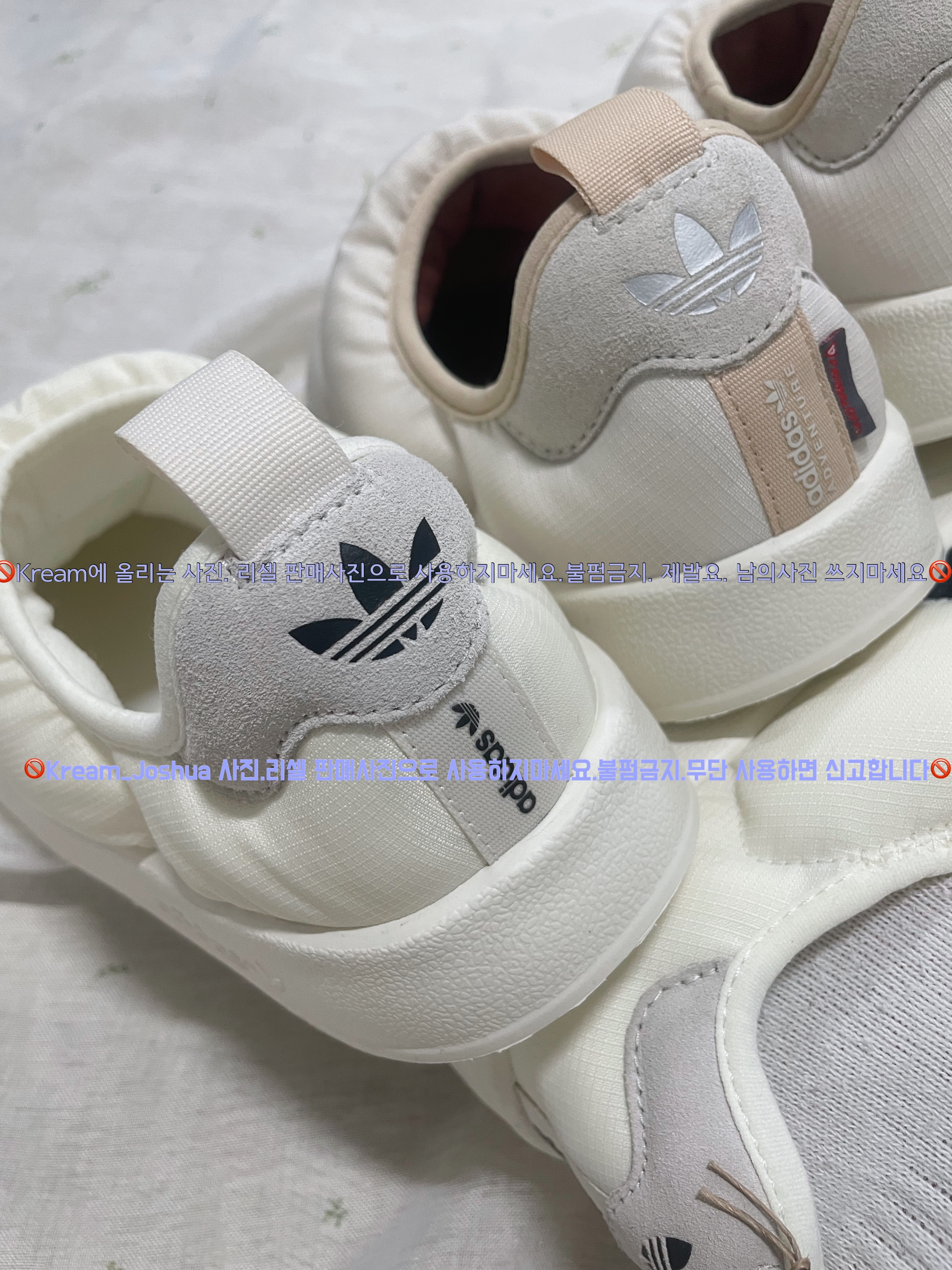 Adidas Puffylette Off White, Adidas Puffylette Aluminum Off White 착용 스타일 - 3