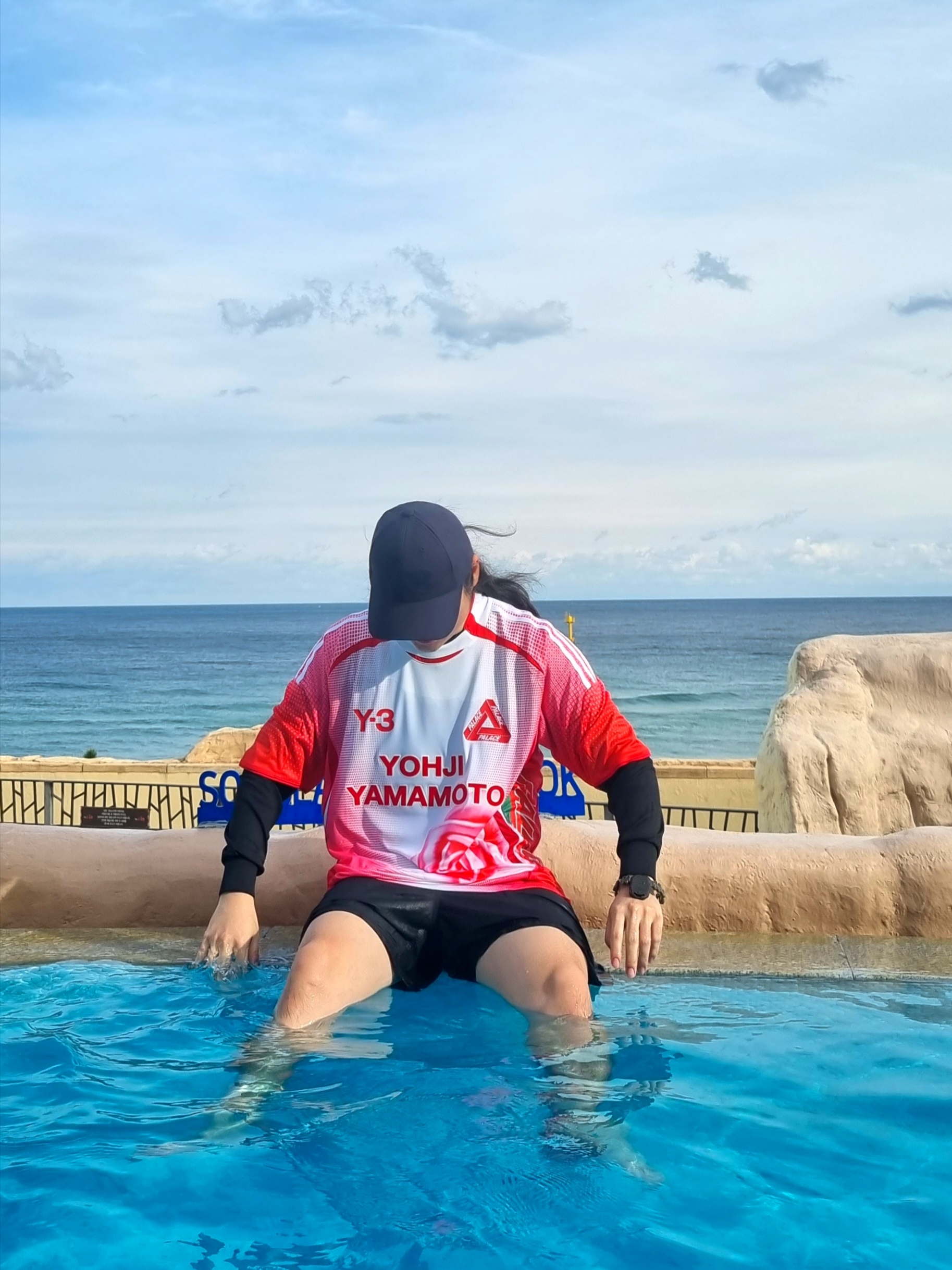 Palace x Y-3 Football T-Shirt White Red - 22FW 착용 스타일