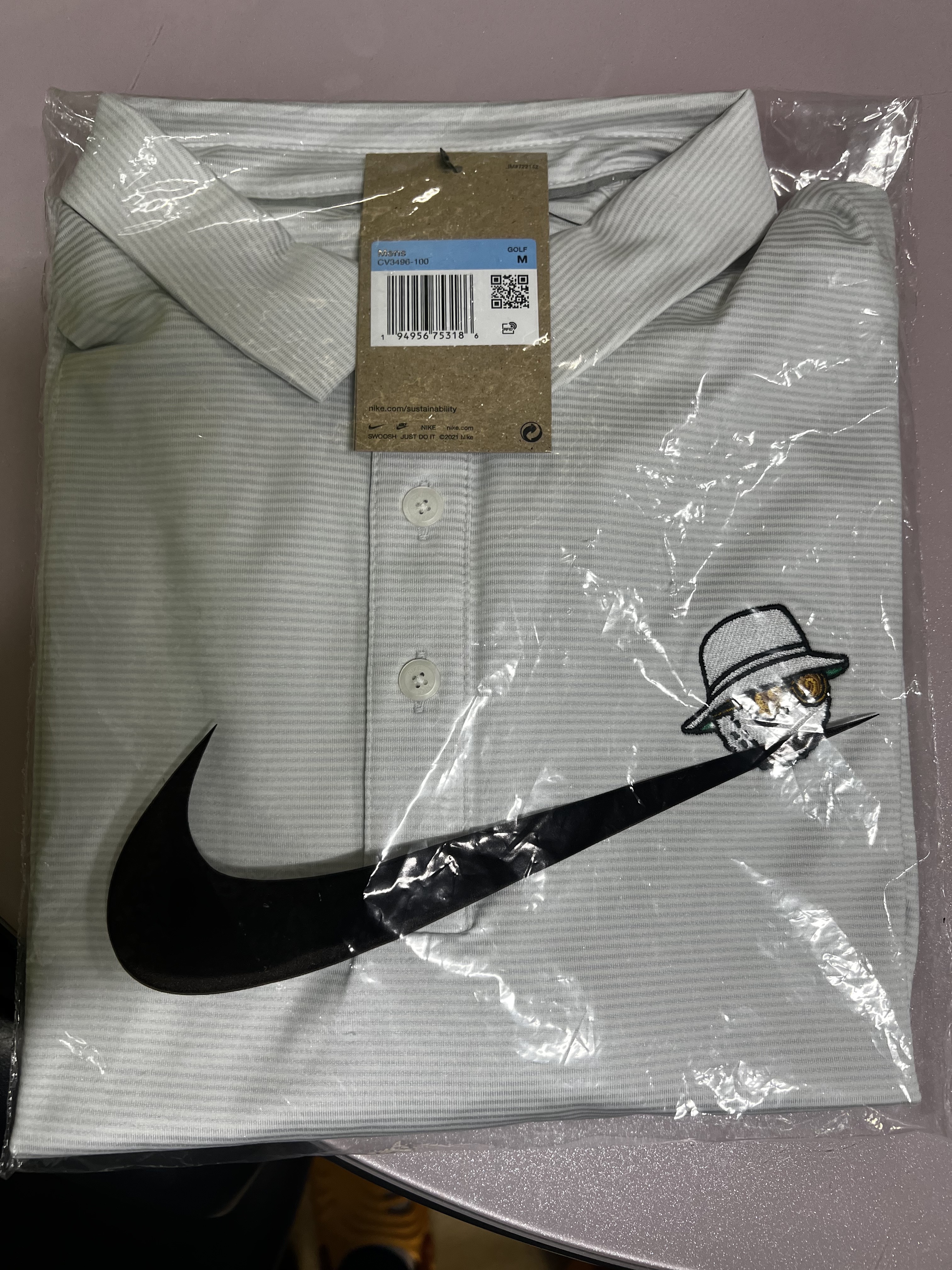 Malbon Golf x Nike Player CTRL Stripe Polo White 착용 스타일