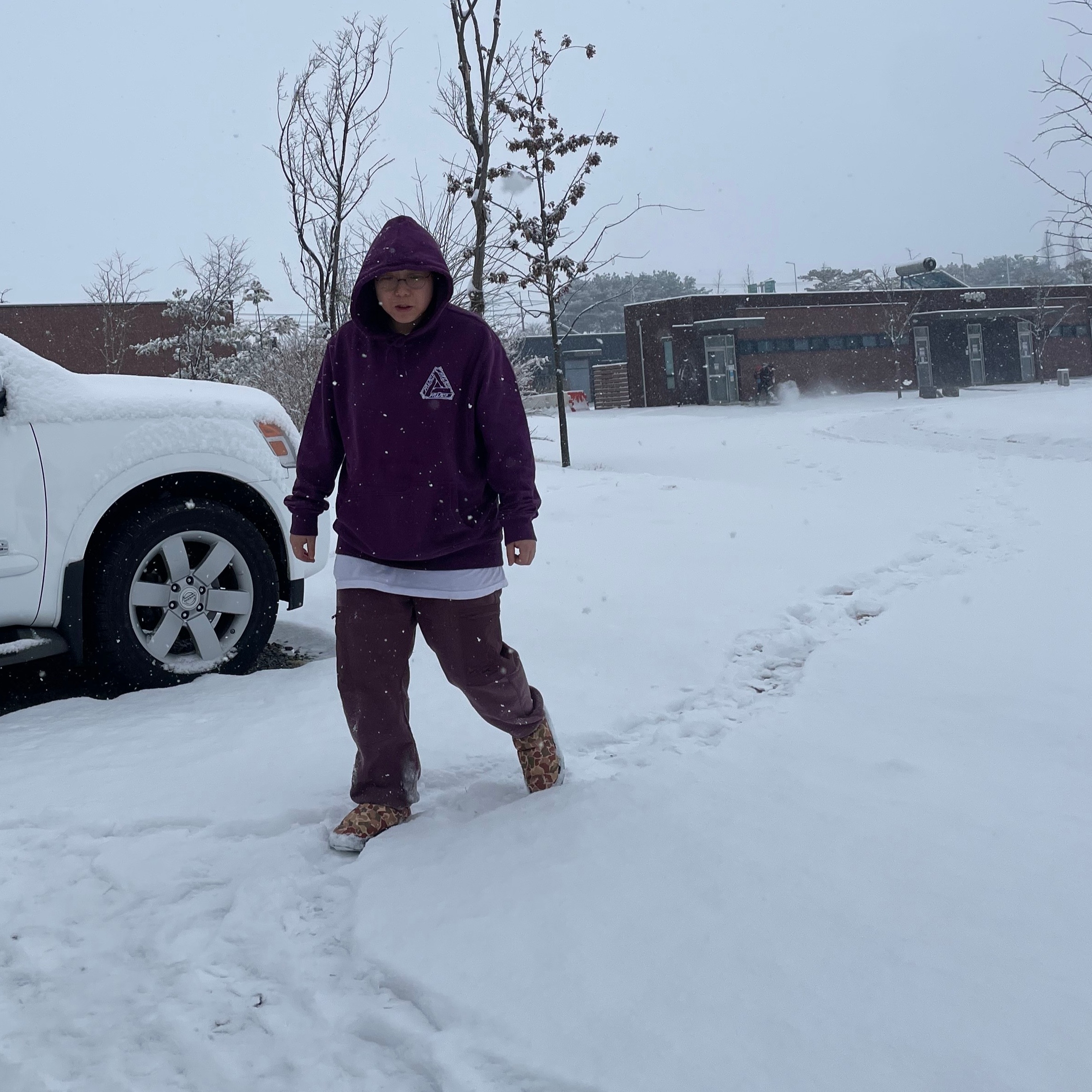 Palace Tri-Le Beurre Hood Purple - 21FW 착용 스타일