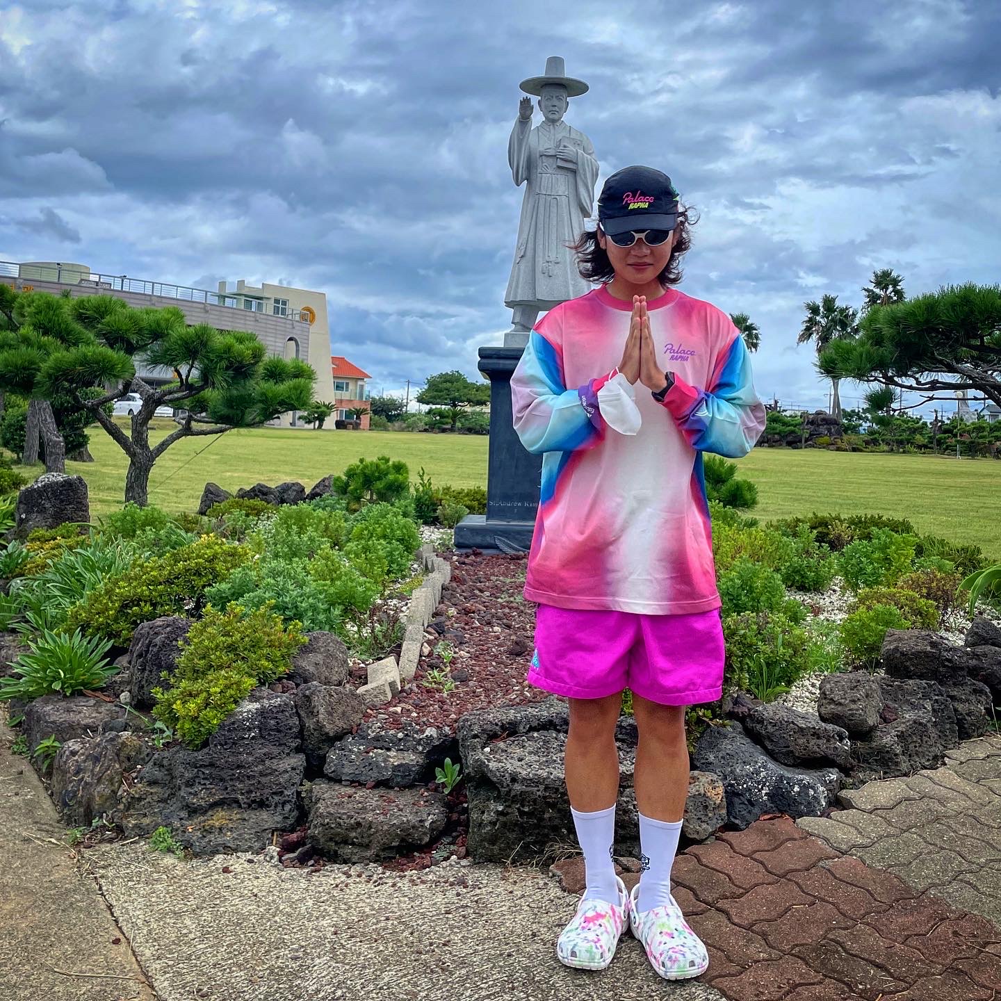 Palace x Rapha EF Education First Long Sleeve T-Shirt Multi - 22SS, Palace x Rapha EF Education First Off-Bike Cap Black - 22SS 착용 스타일 - 2